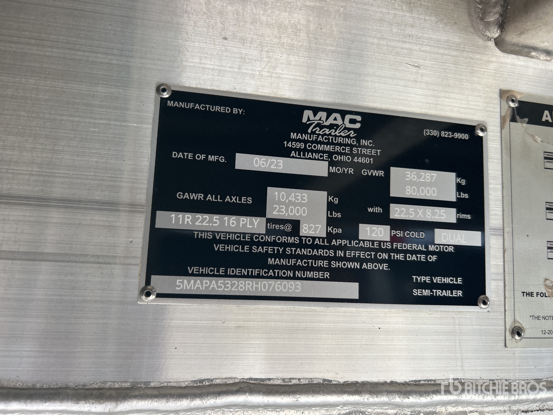 General Appearance with Serial Number / VIN