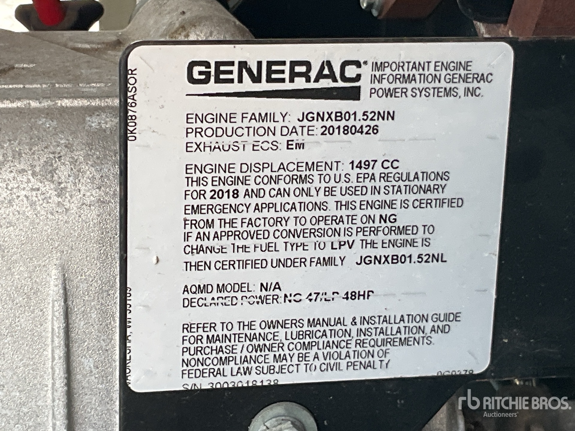 General Appearance with Serial Number / VIN