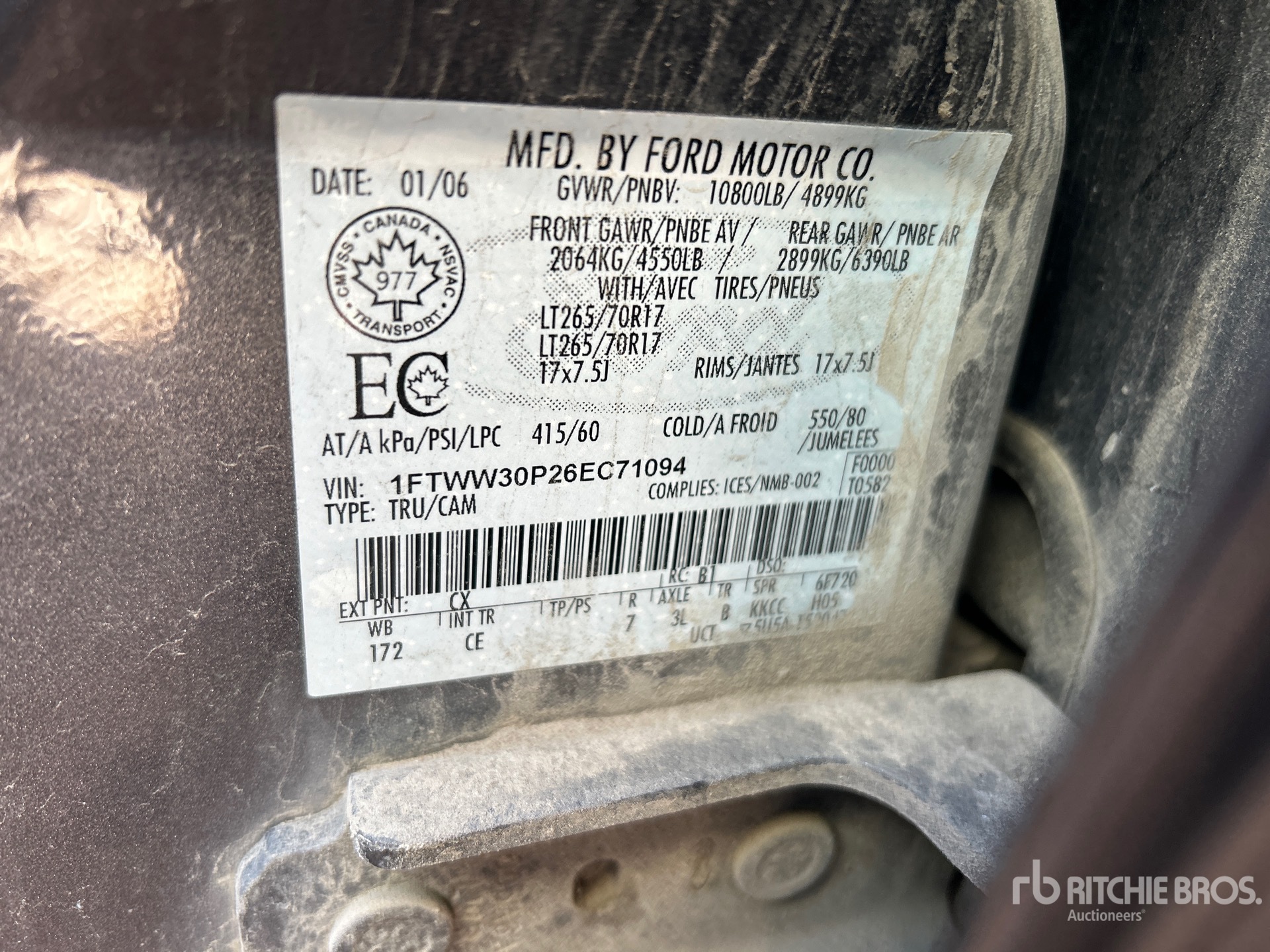 General Appearance with Serial Number / VIN