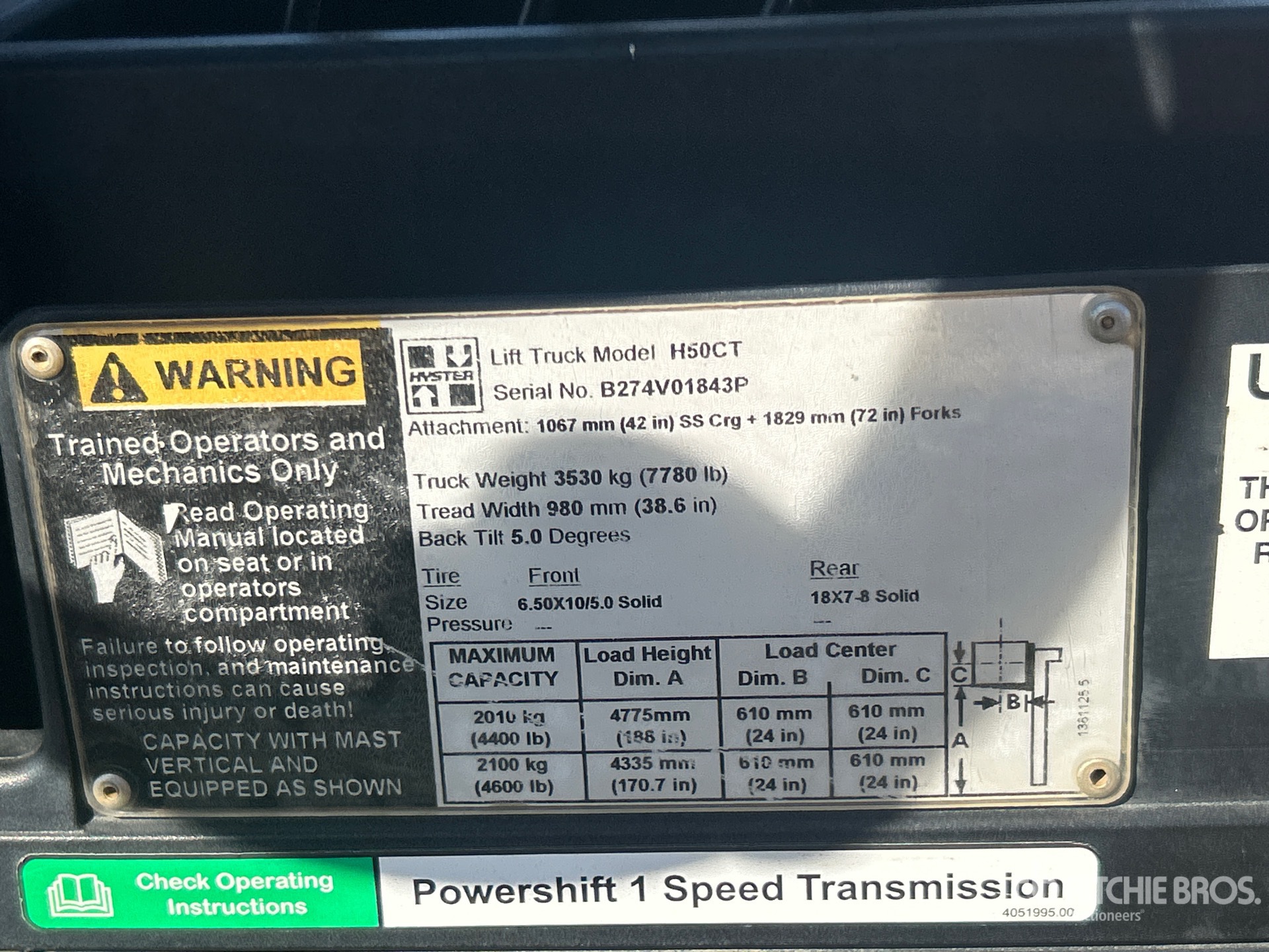 General Appearance with Serial Number / VIN