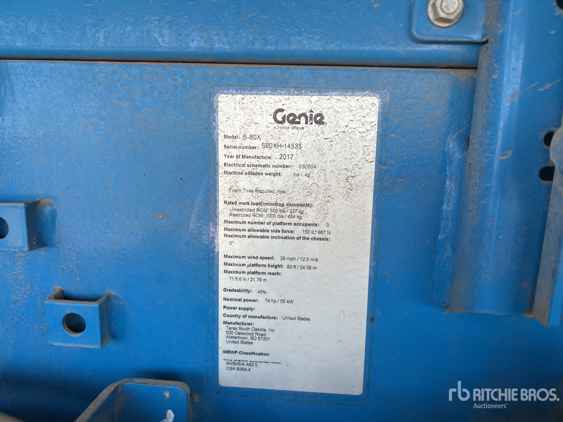General Appearance with Serial Number / VIN