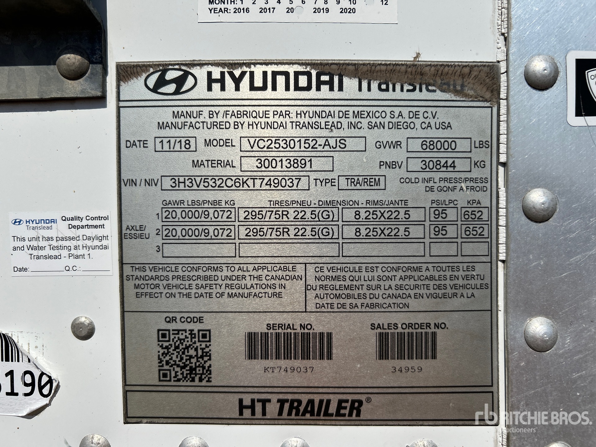 General Appearance with Serial Number / VIN