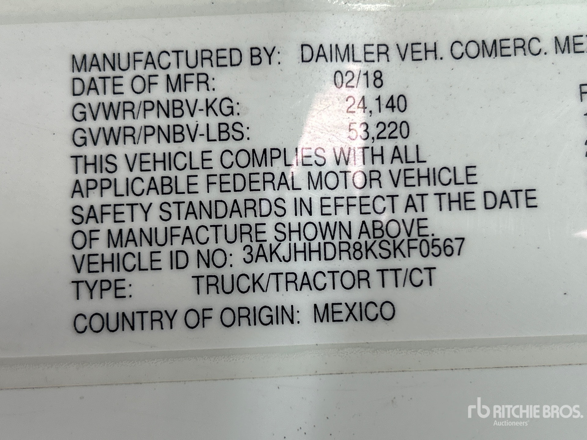 General Appearance with Serial Number / VIN