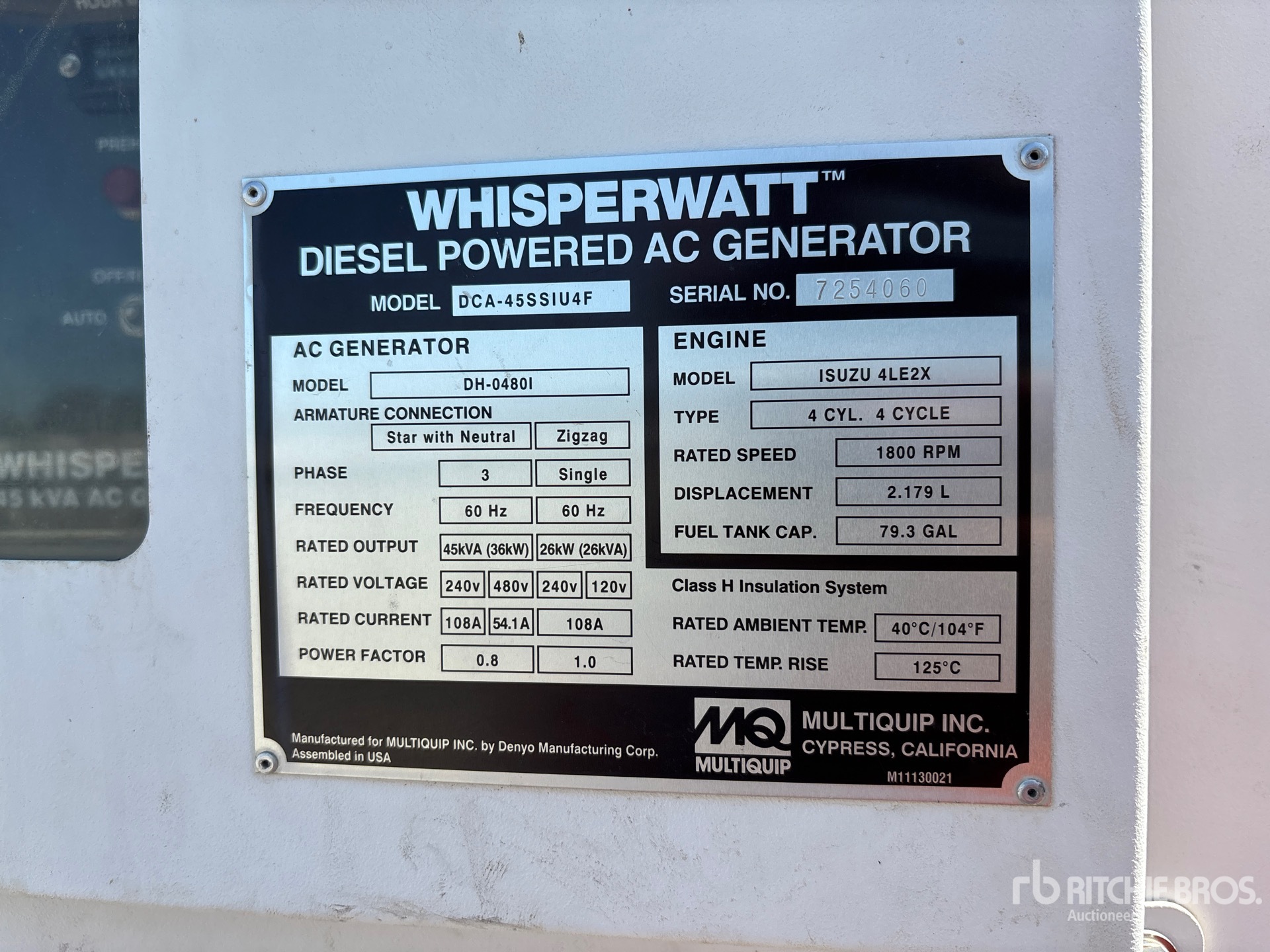 General Appearance with Unit Serial Number