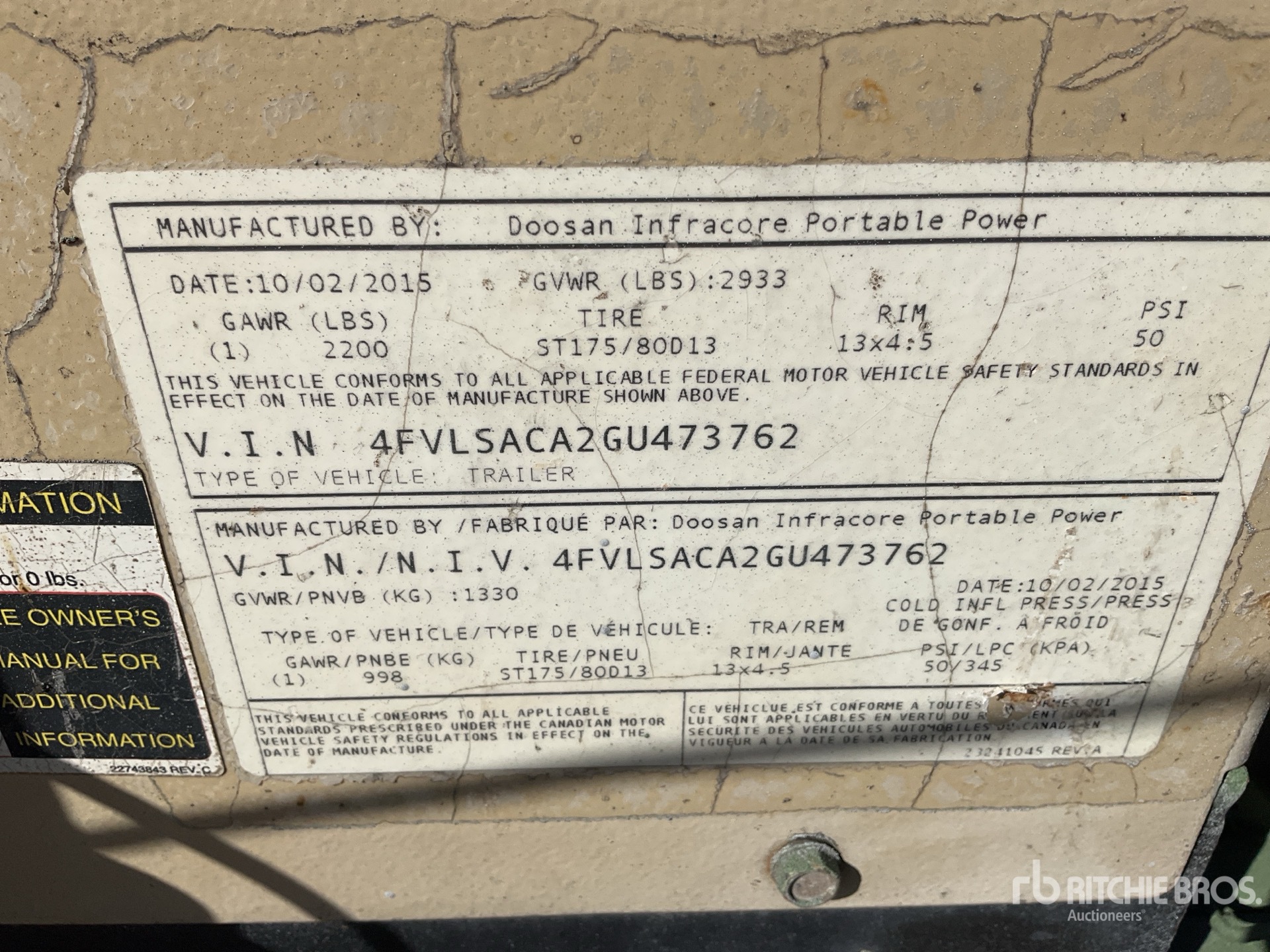 General Appearance with Serial Number / VIN
