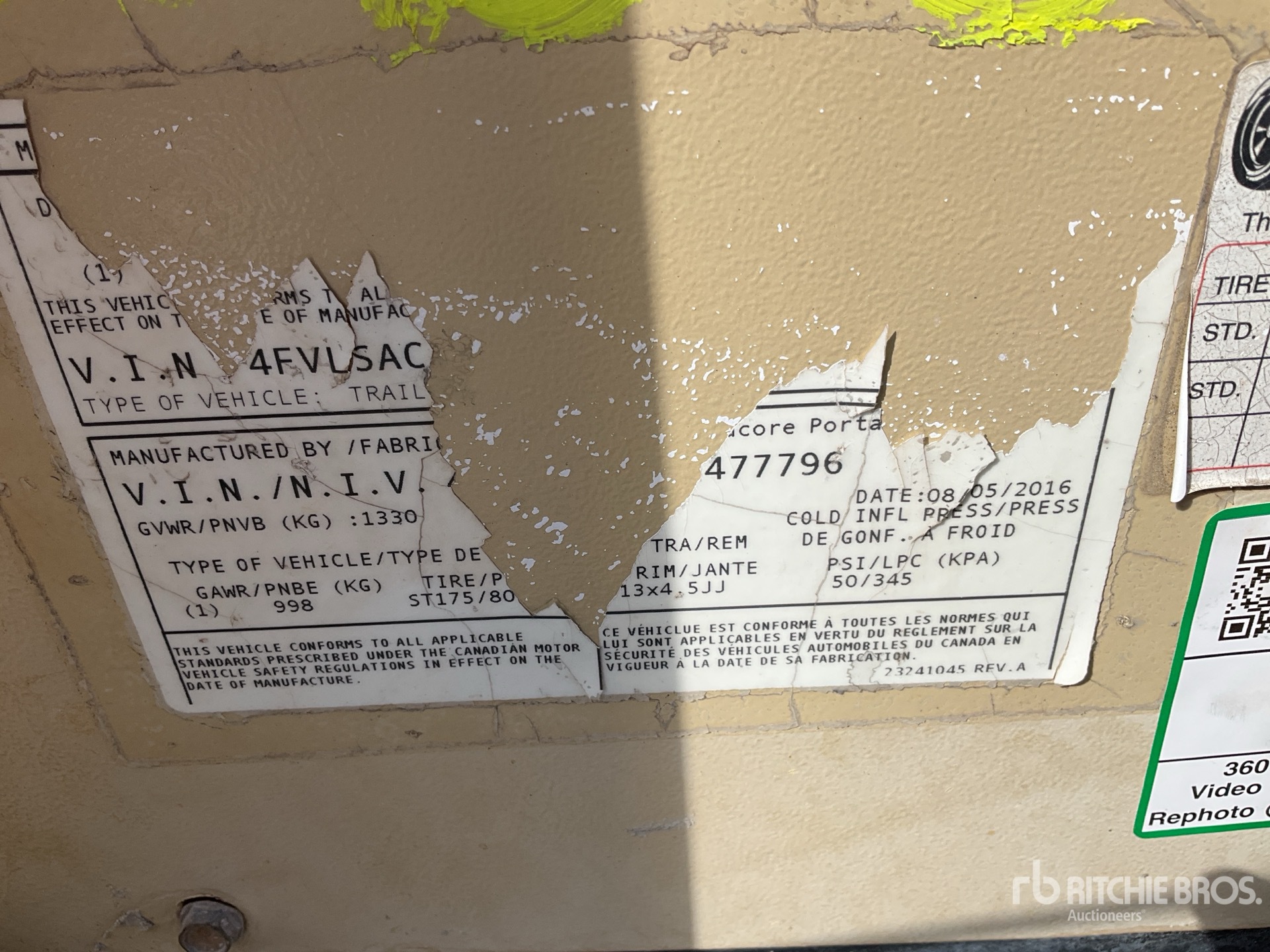 General Appearance with Serial Number / VIN
