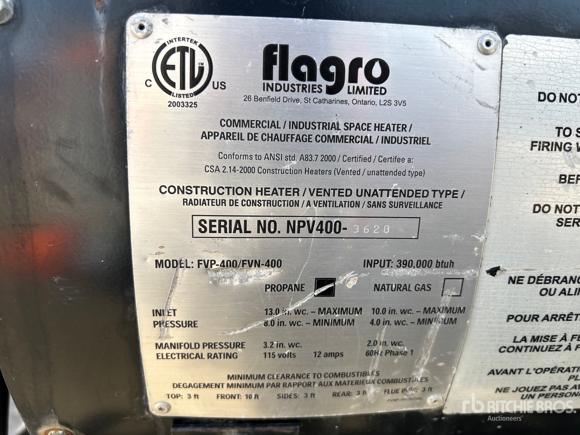 General Appearance with Serial Number / VIN