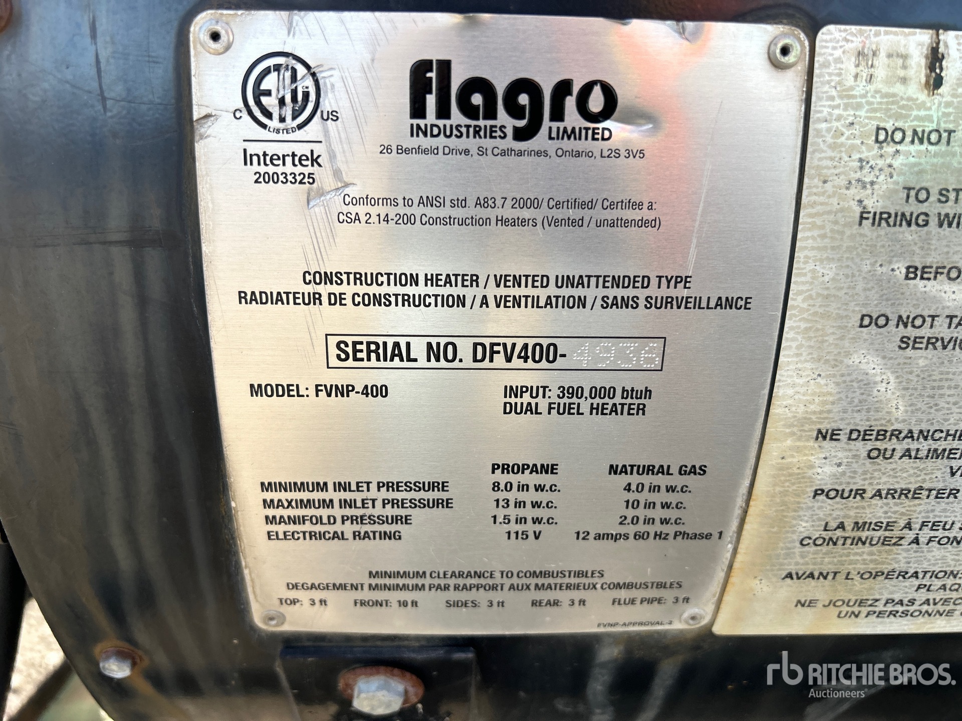 General Appearance with Serial Number / VIN