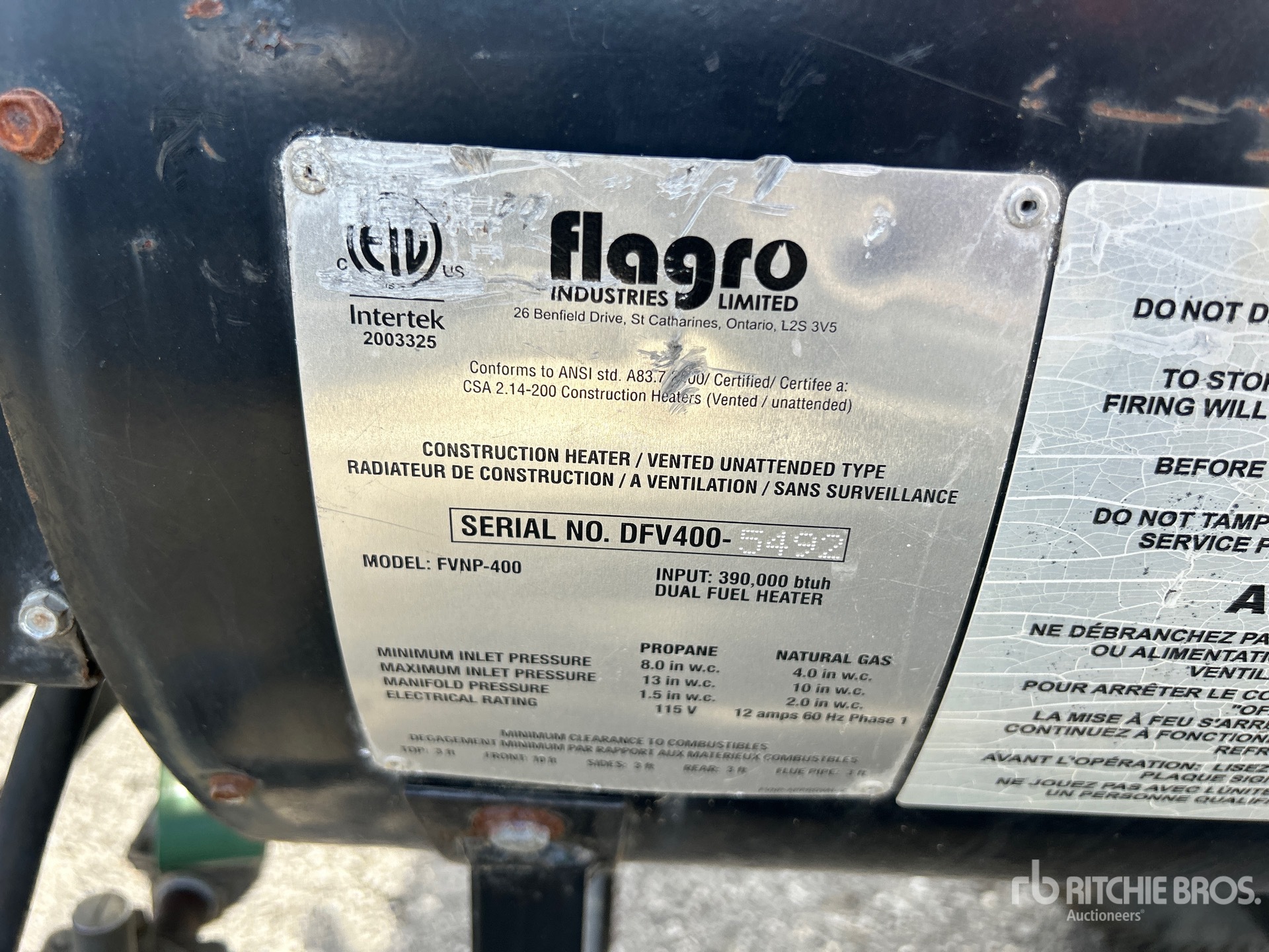 General Appearance with Serial Number / VIN