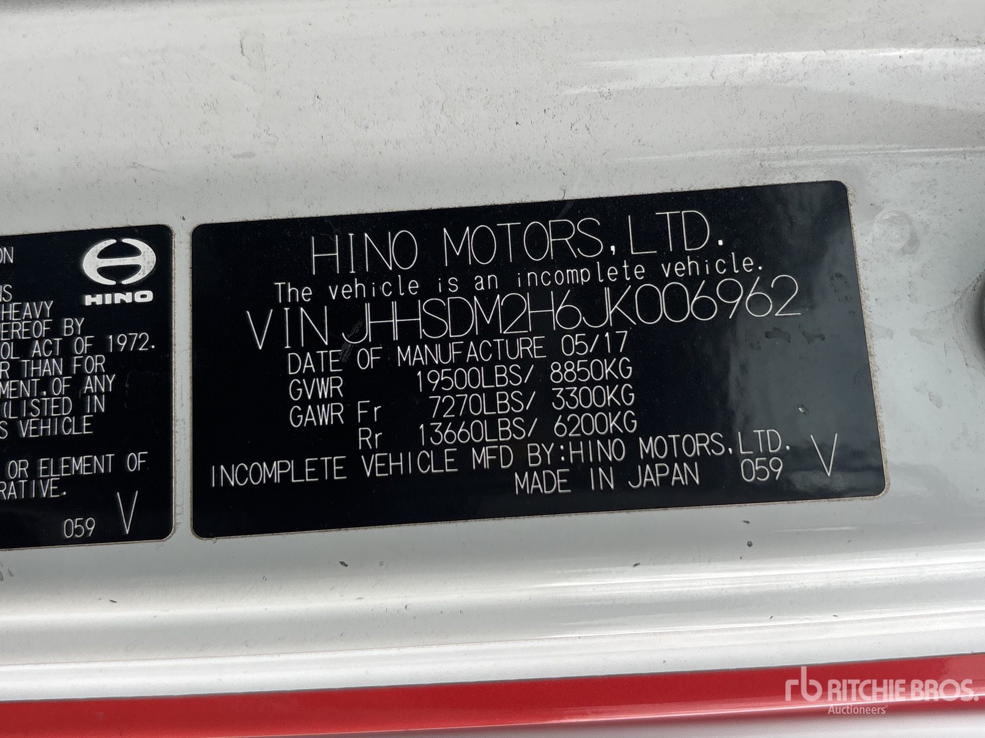 General Appearance with Serial Number / VIN