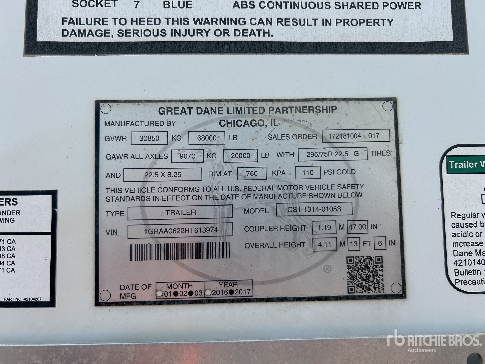 General Appearance with Serial Number / VIN