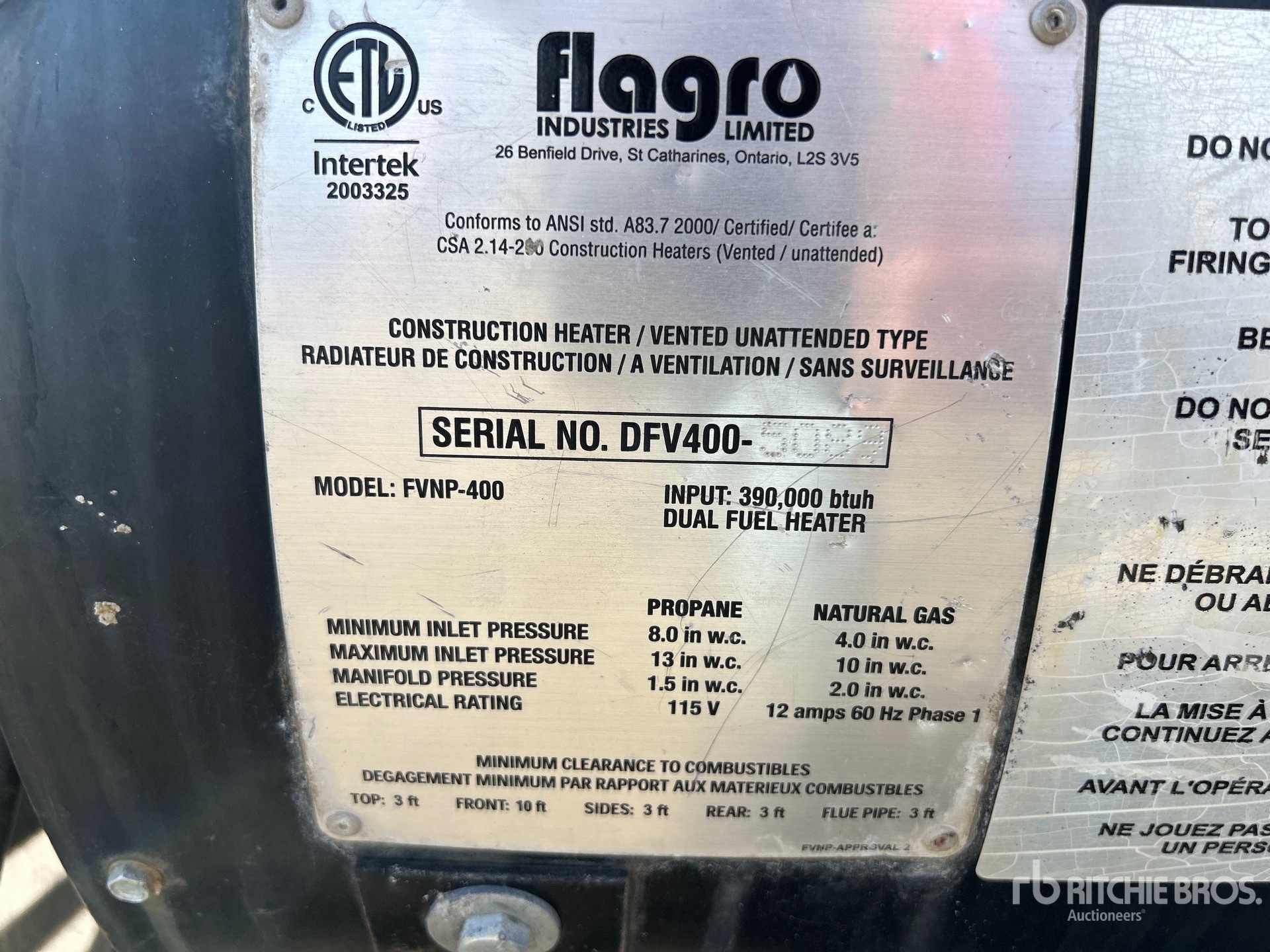 General Appearance with Serial Number / VIN