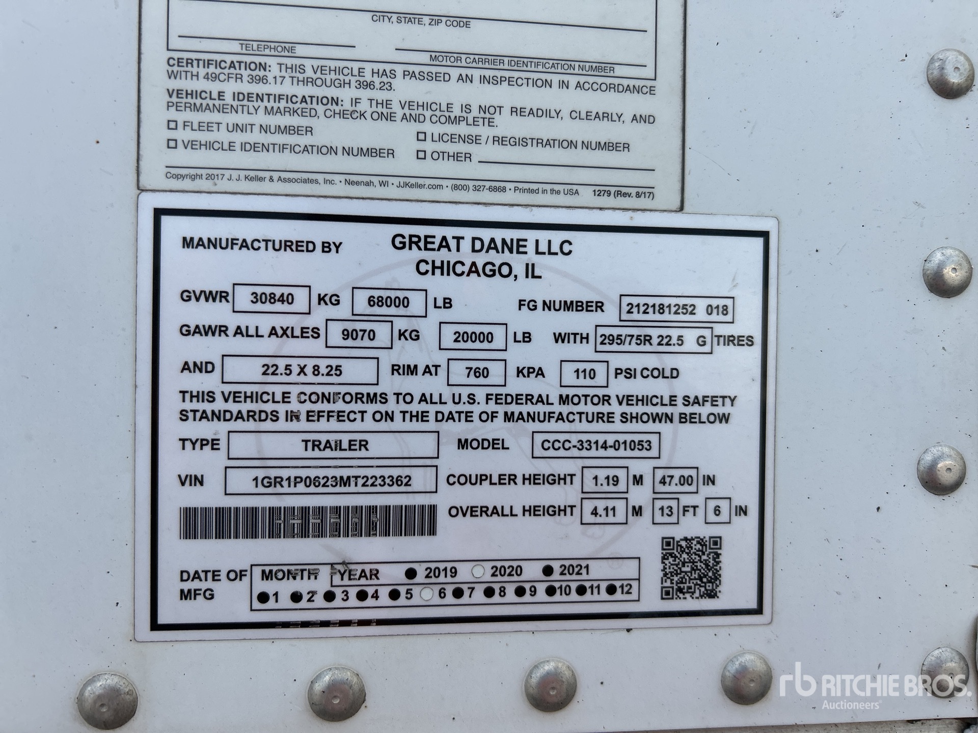General Appearance with Serial Number / VIN