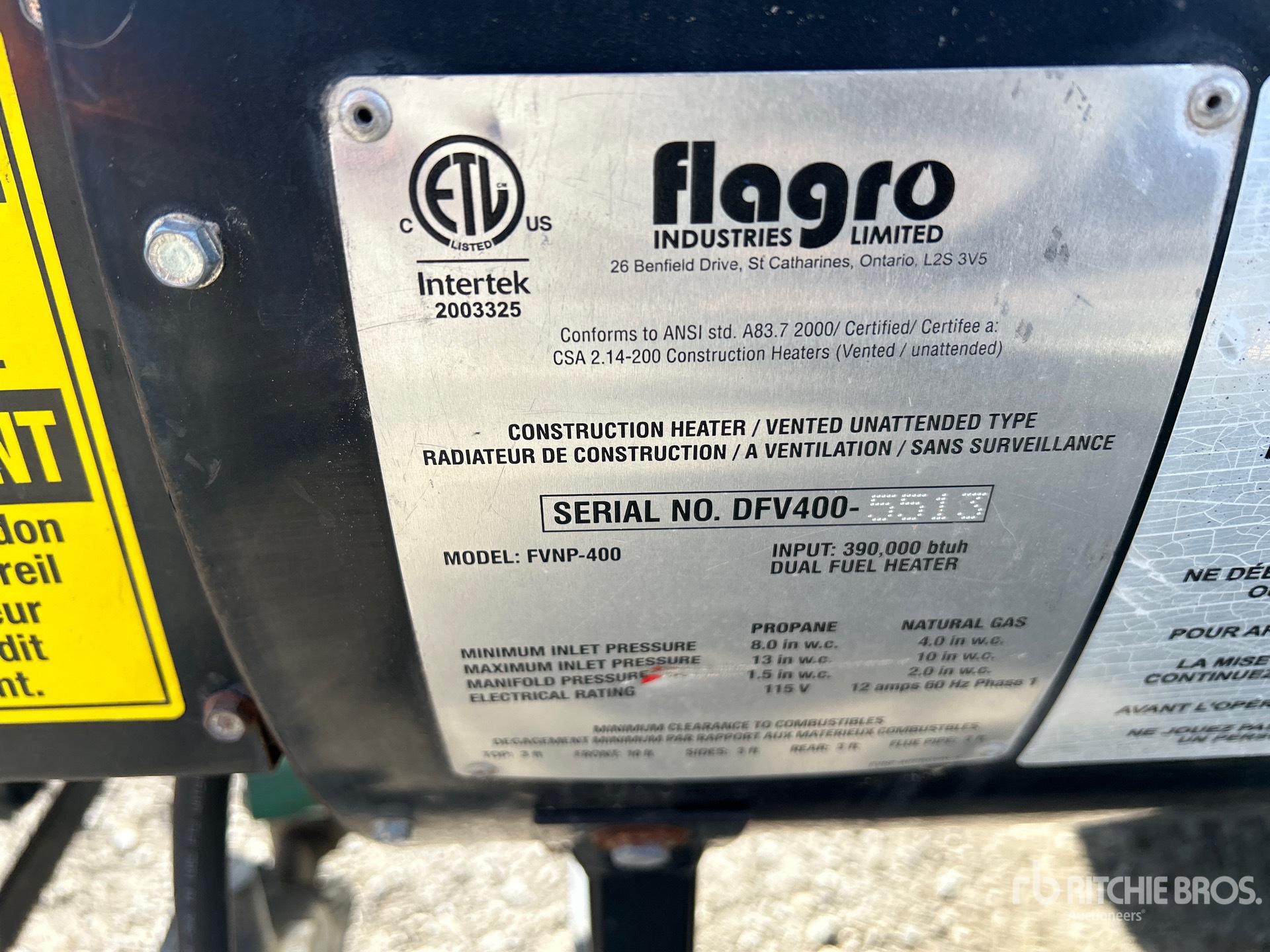 General Appearance with Serial Number / VIN