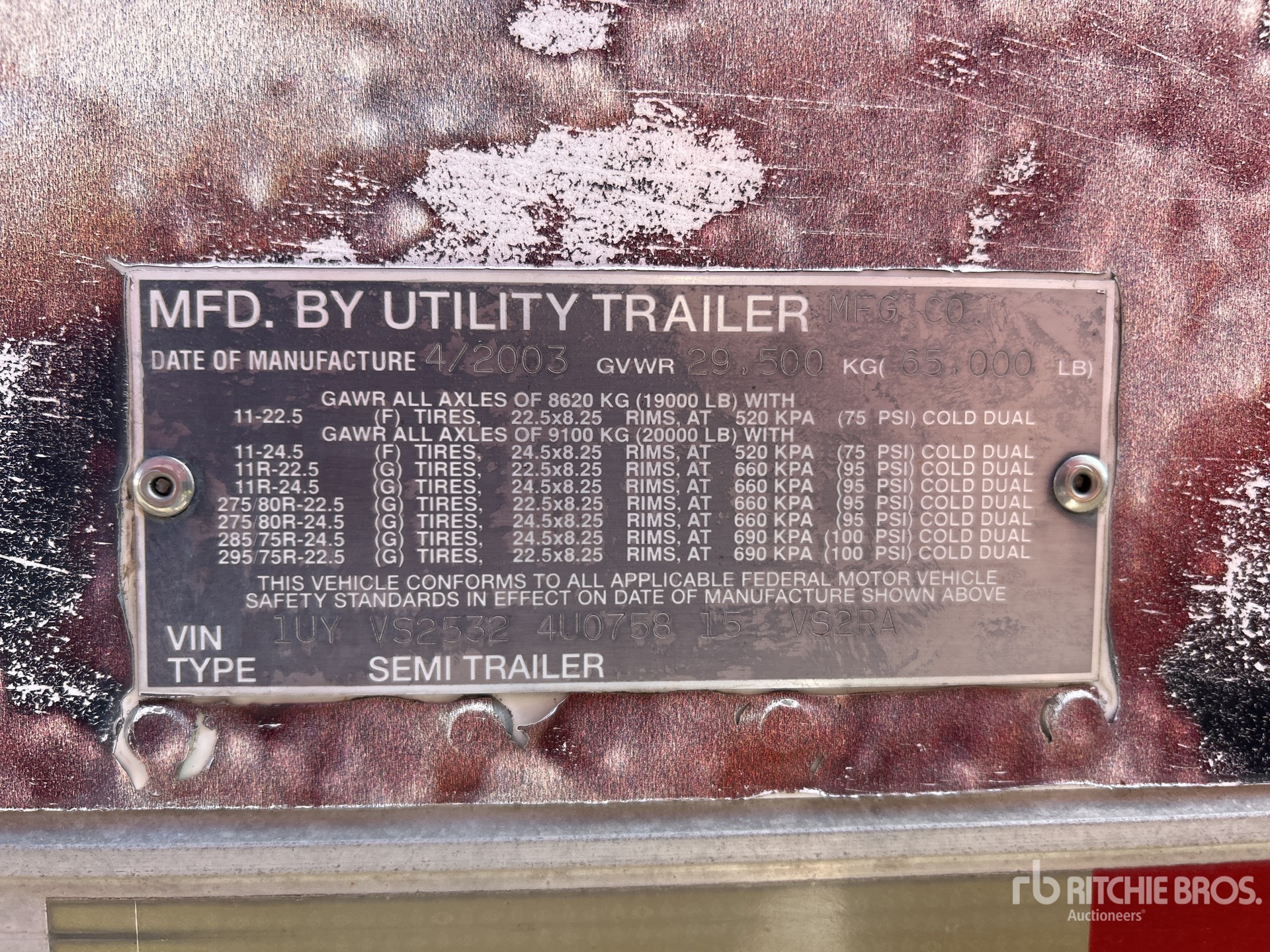General Appearance with Serial Number / VIN