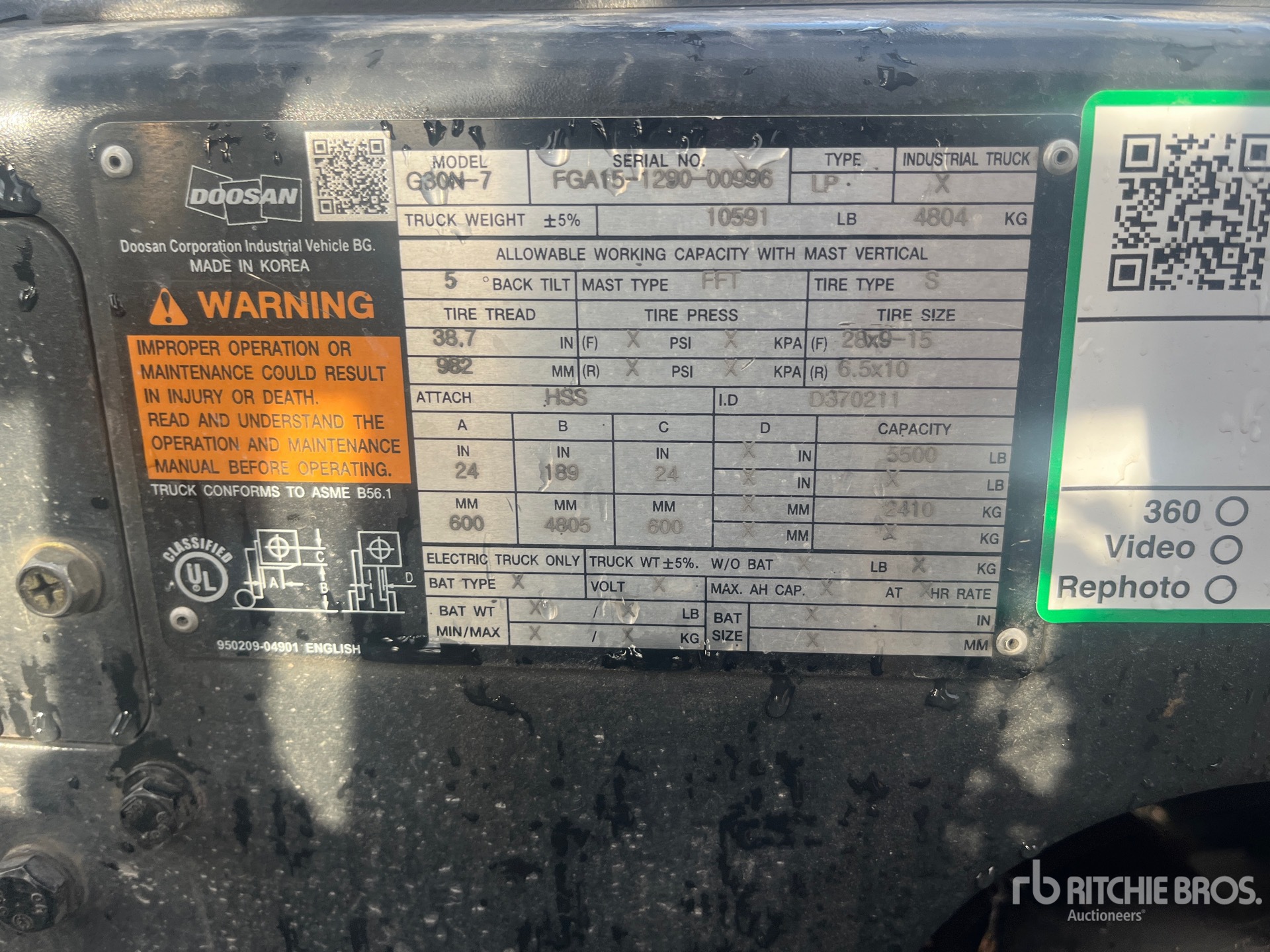 General Appearance with Serial Number / VIN