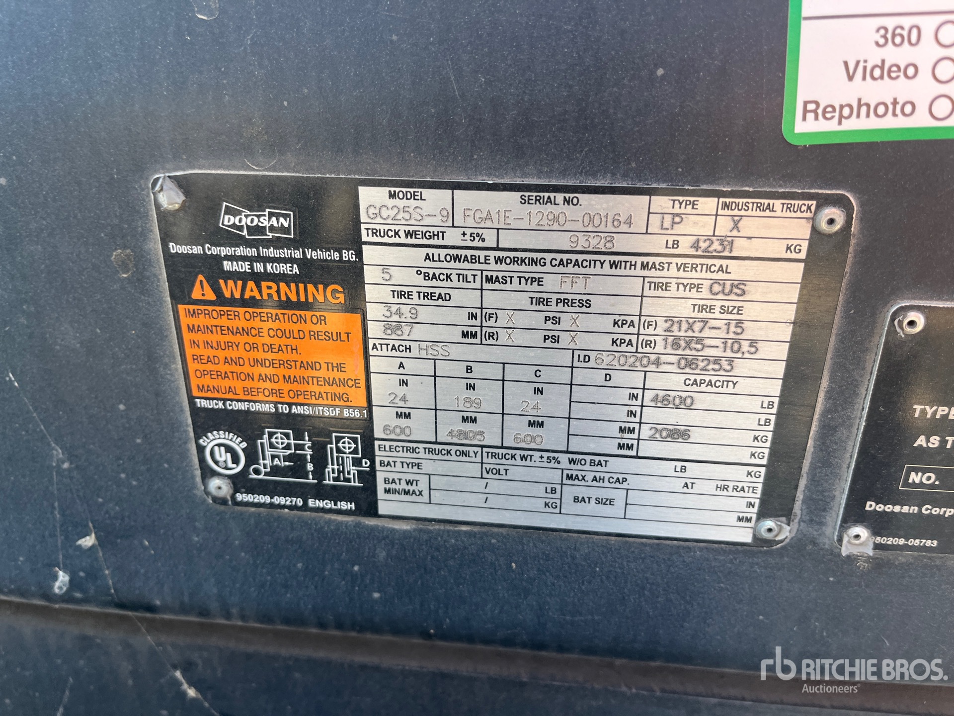 General Appearance with Serial Number / VIN