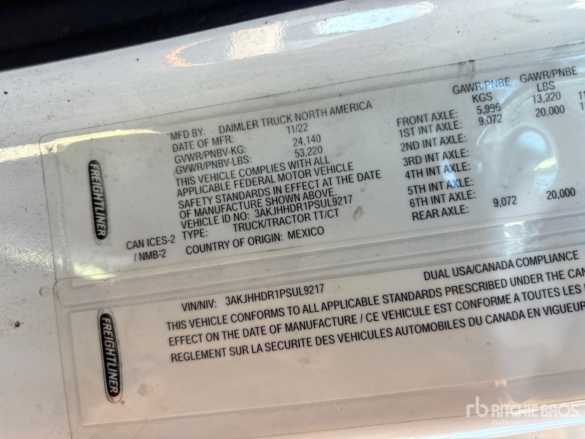 General Appearance with Serial Number / VIN