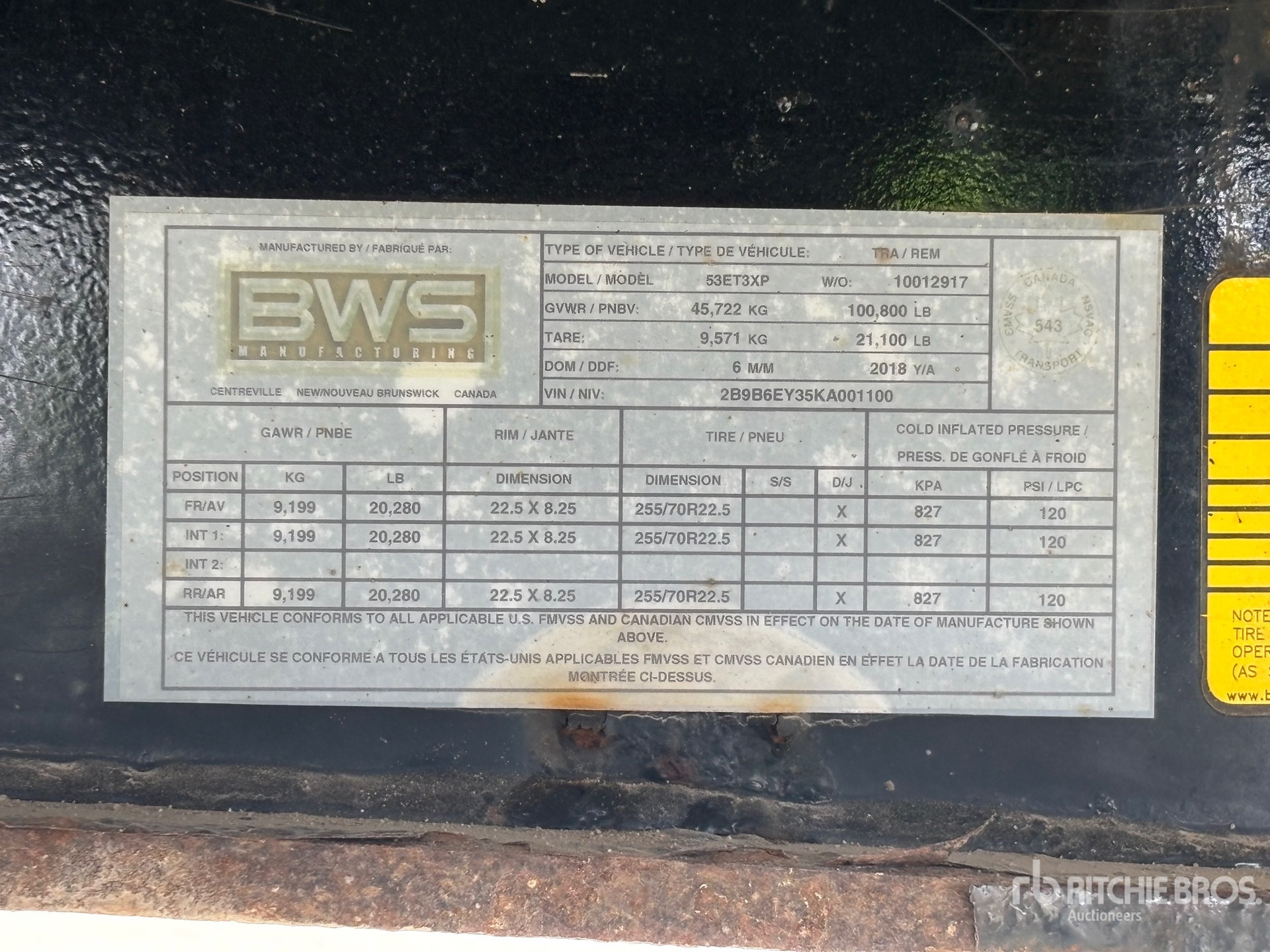 General Appearance with Serial Number / VIN