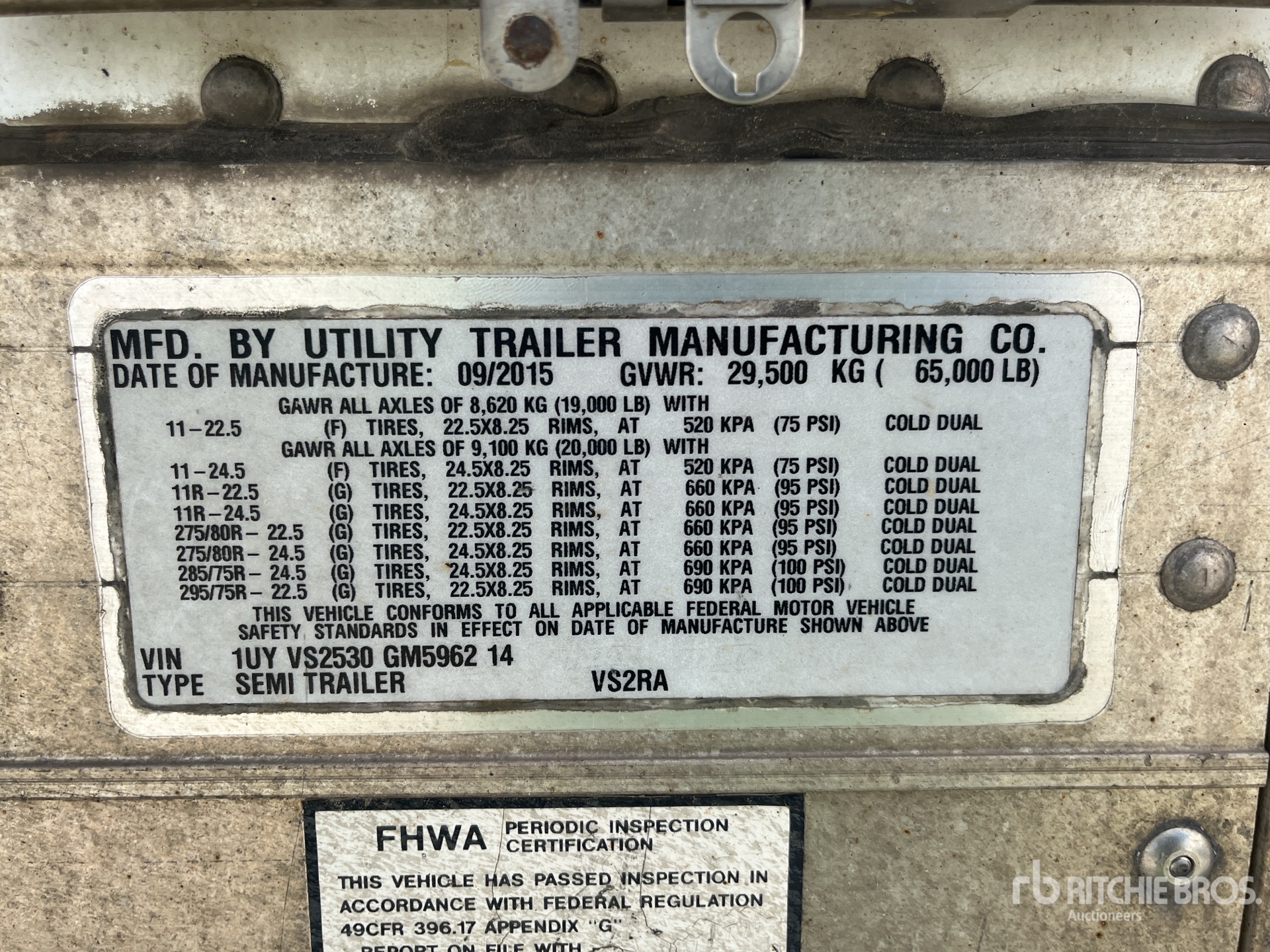 General Appearance with Serial Number / VIN