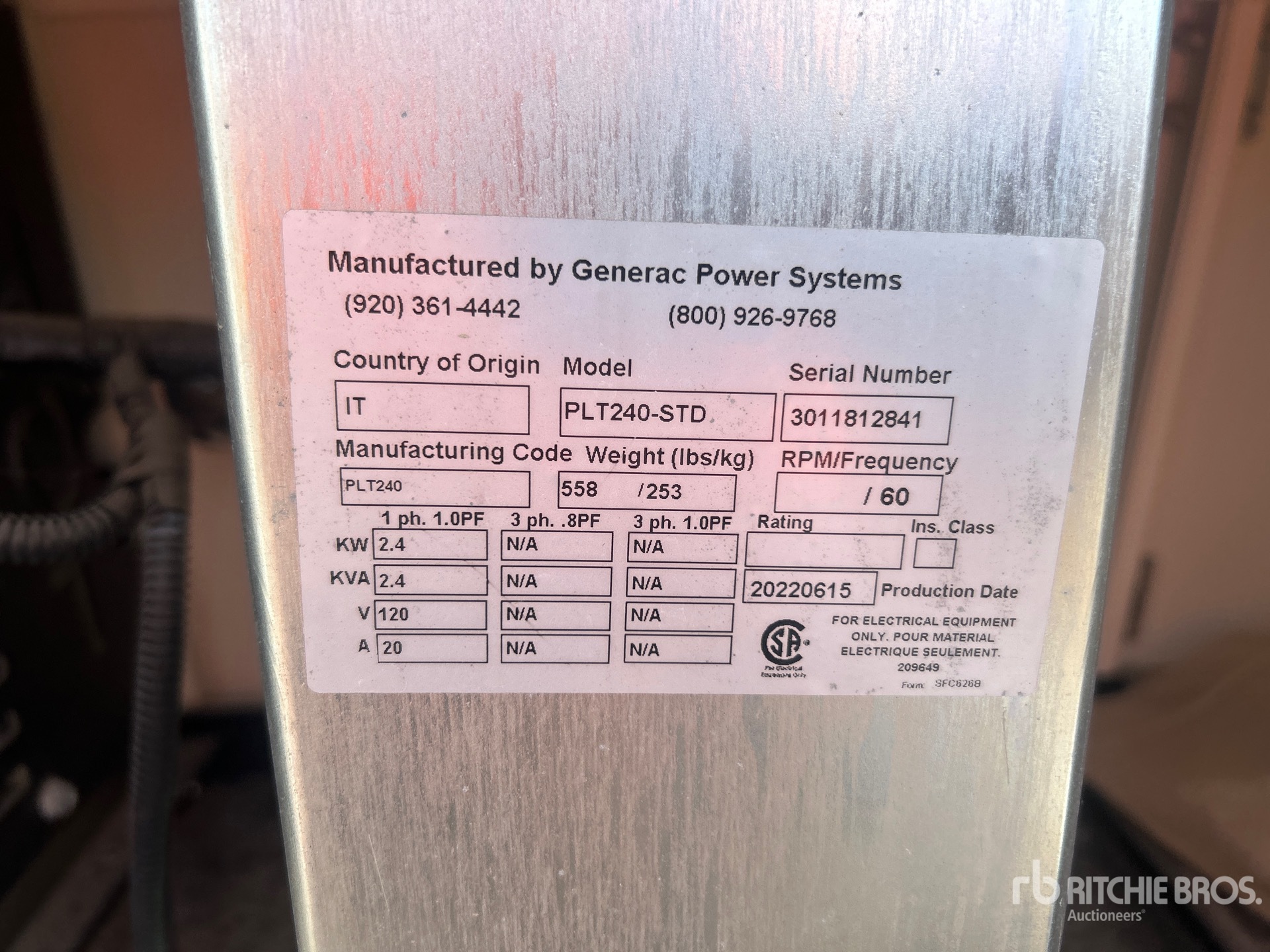 General Appearance with Serial Number / VIN