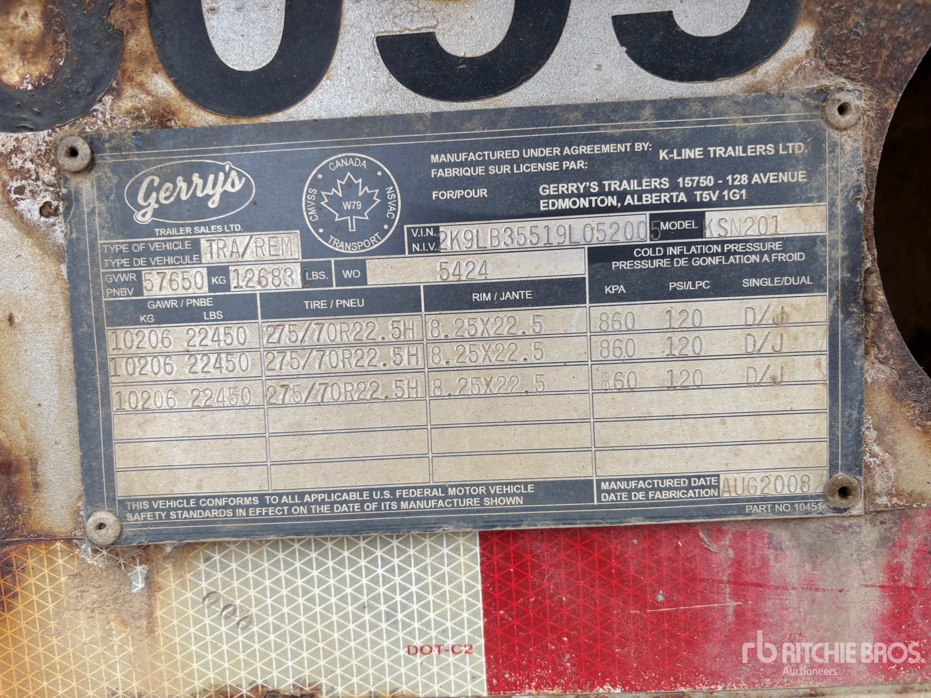 General Appearance with Serial Number / VIN