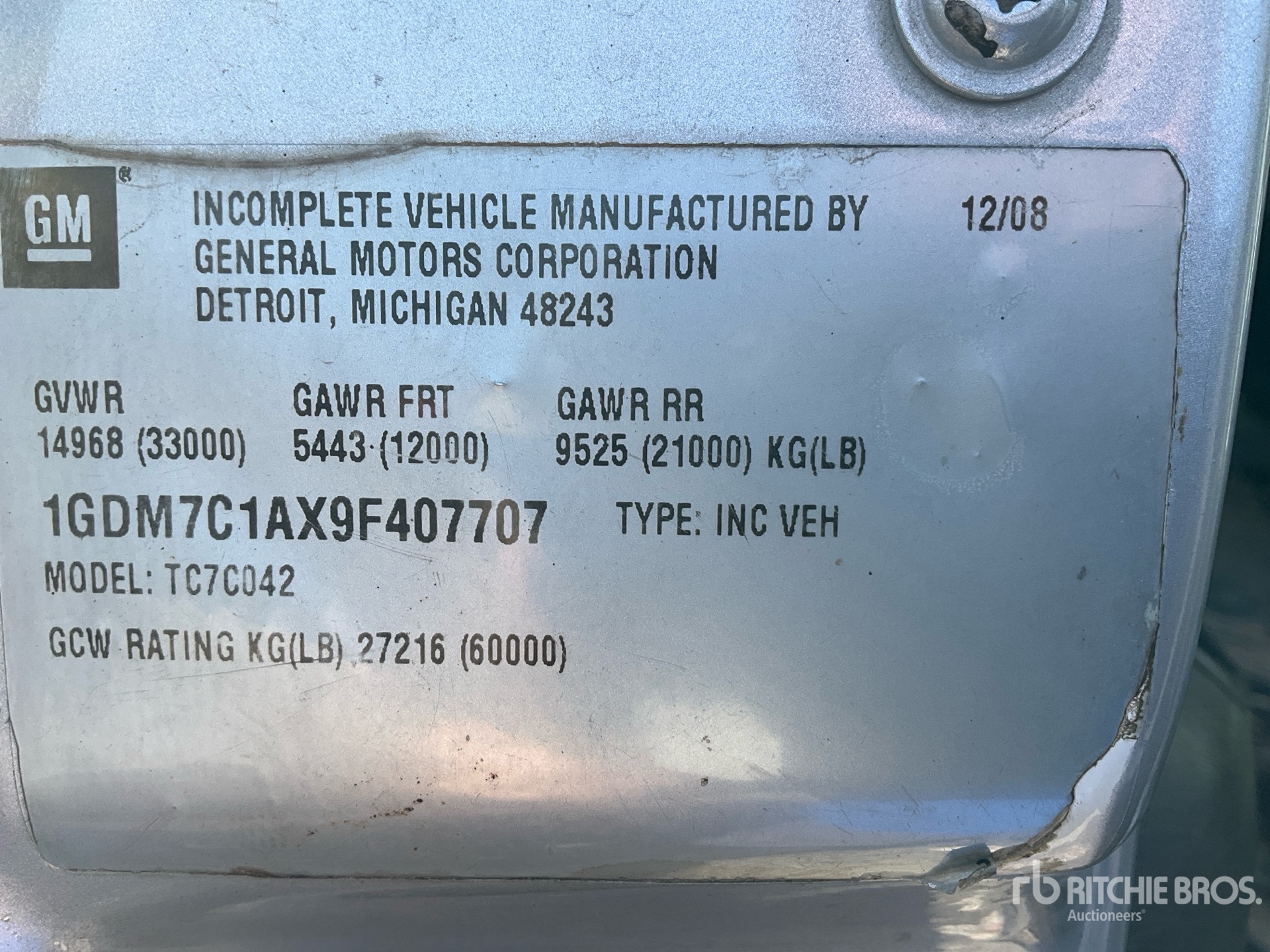 General Appearance with Serial Number / VIN