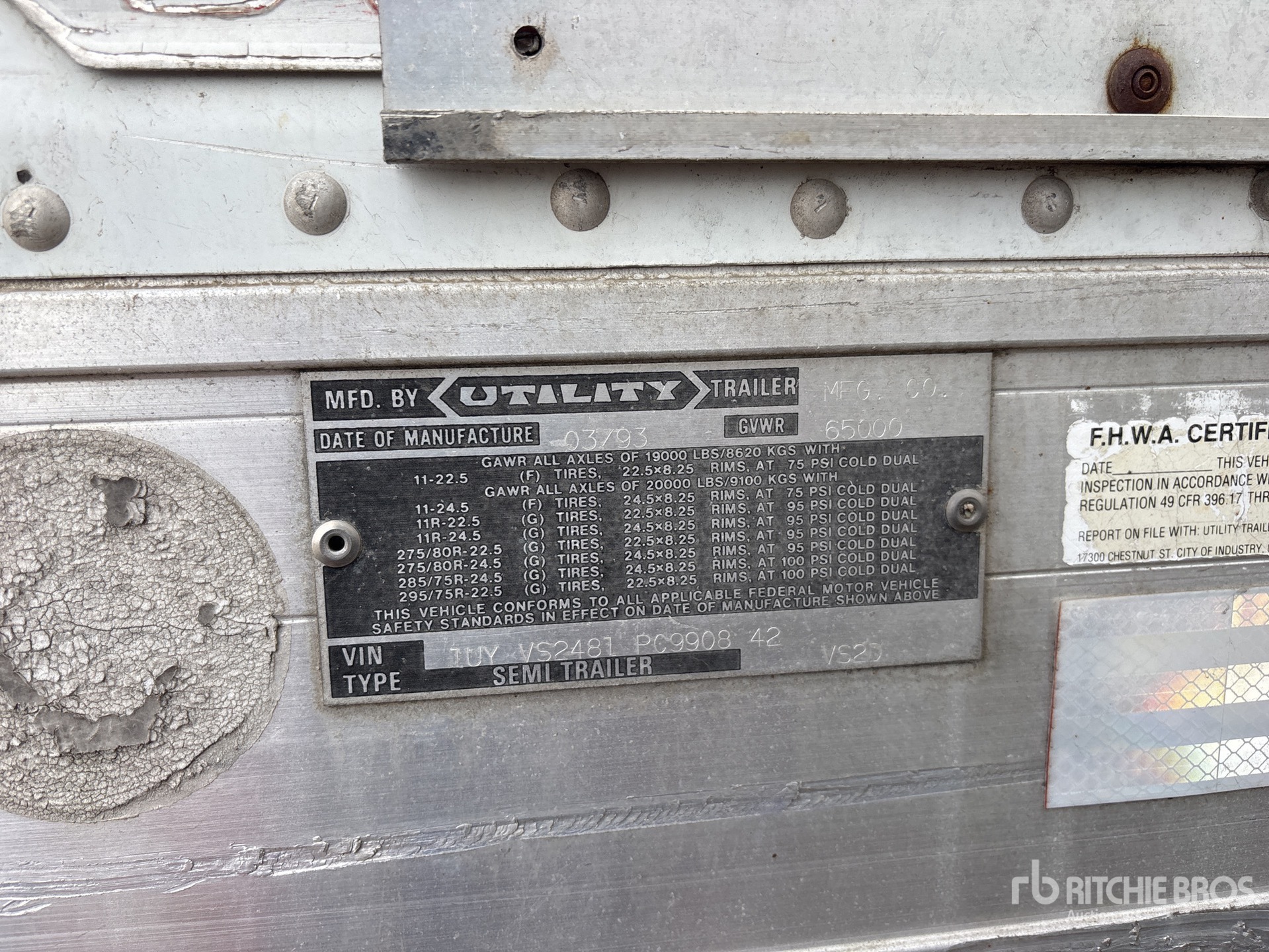 General Appearance with Serial Number / VIN