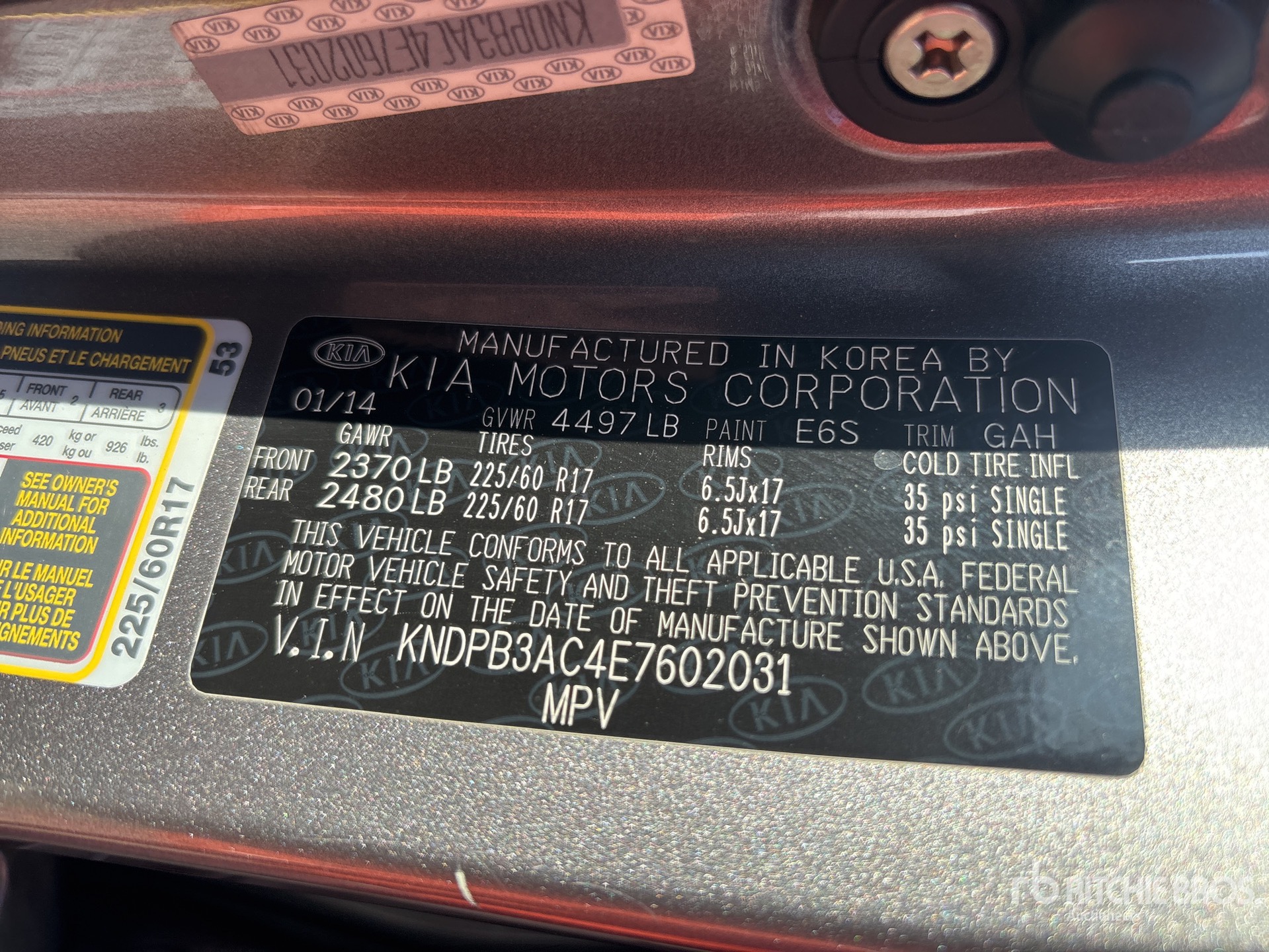 General Appearance with Serial Number / VIN