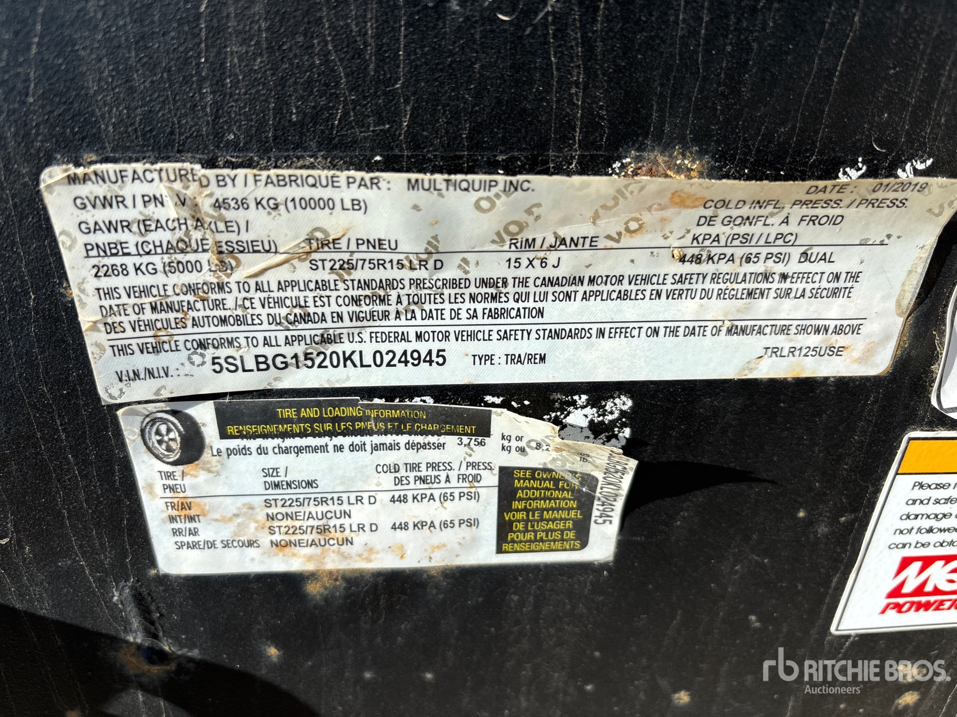 General Appearance with Serial Number / VIN