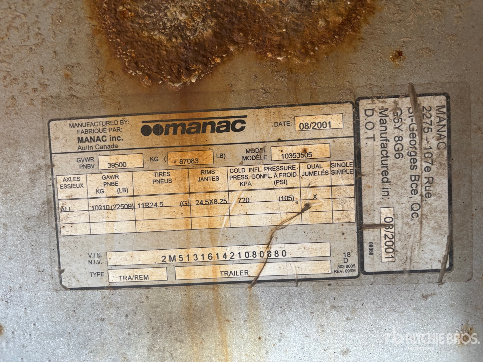 General Appearance with Serial Number / VIN