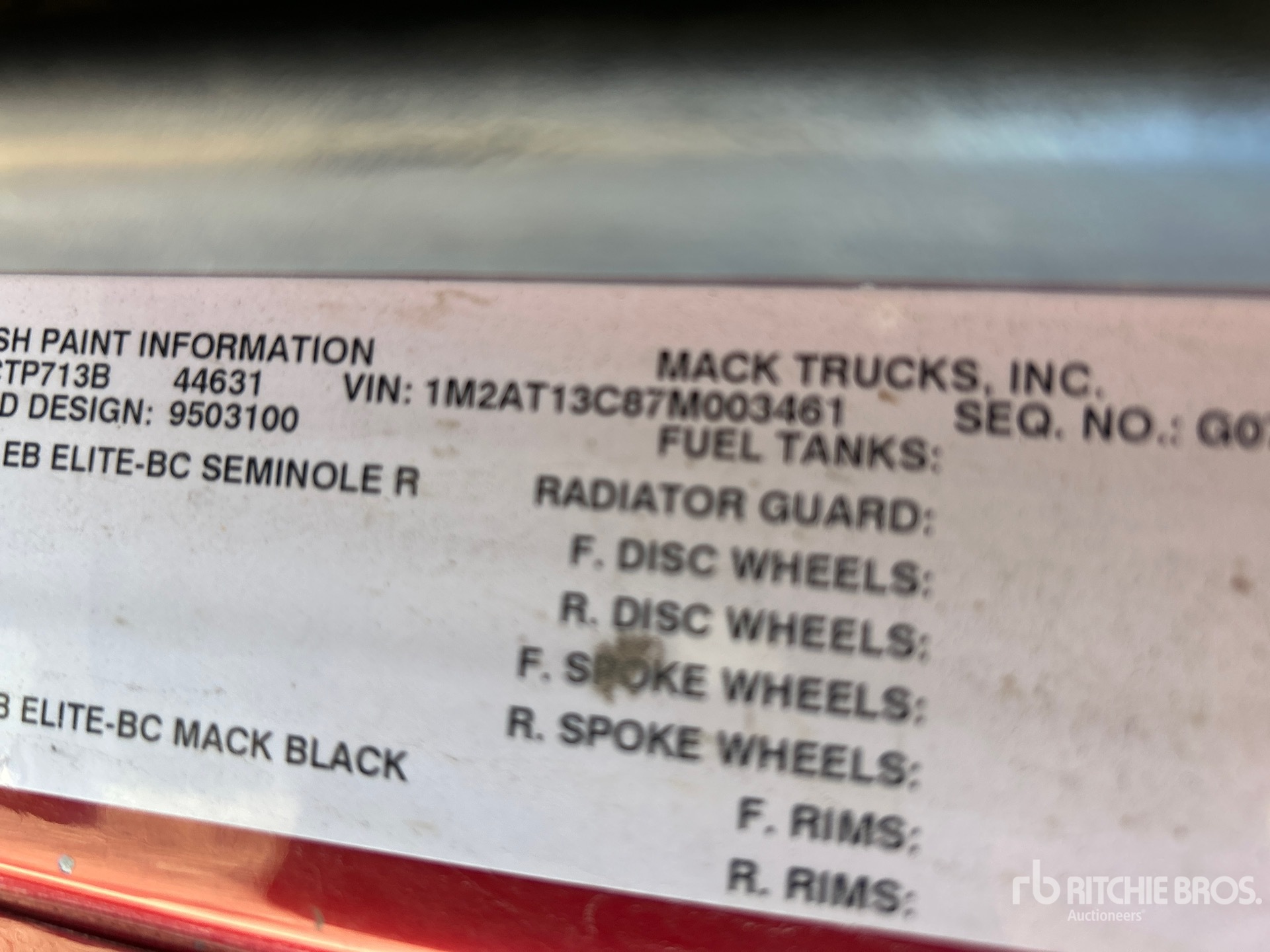 General Appearance with Serial Number / VIN