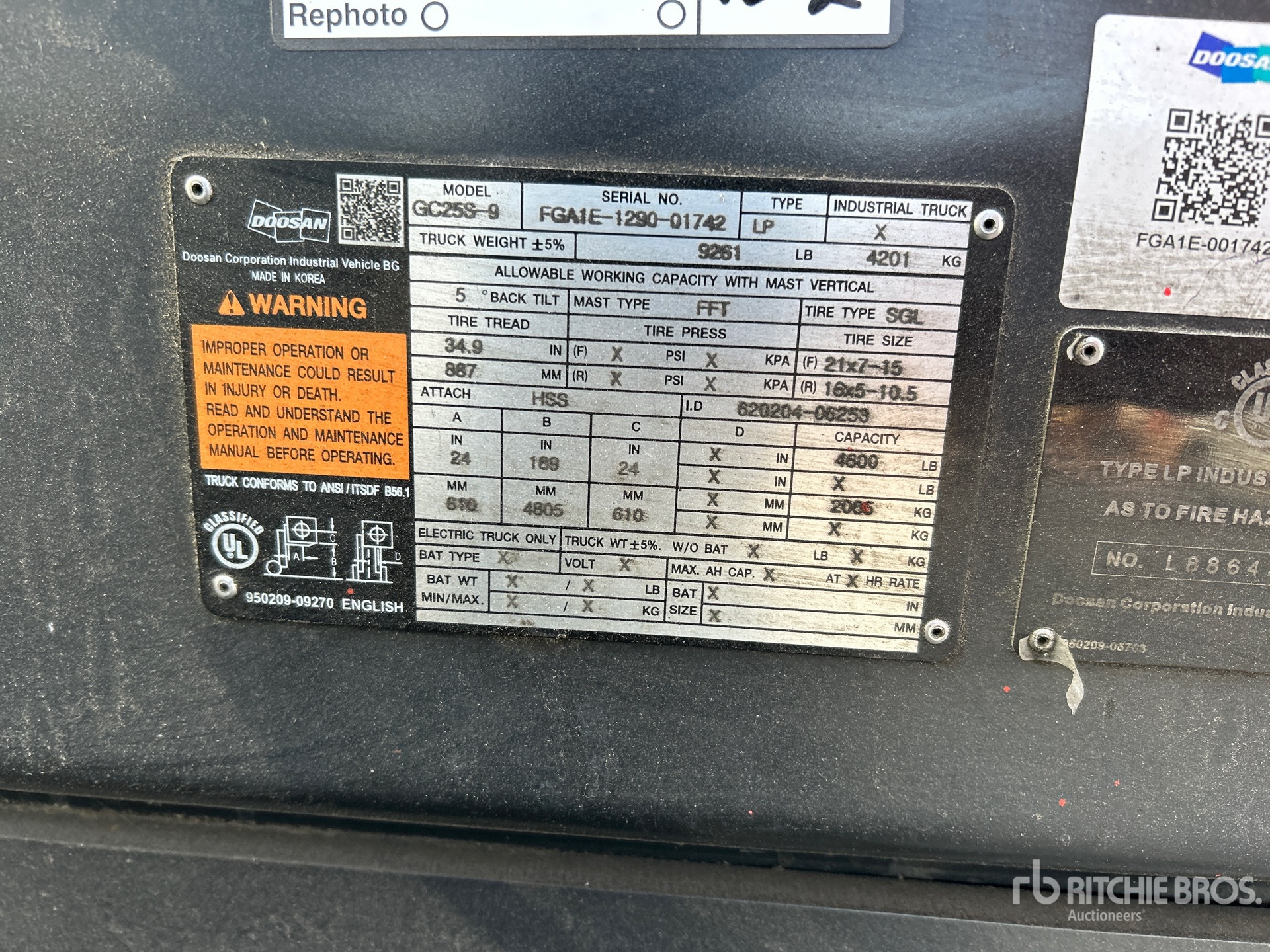 General Appearance with Serial Number / VIN