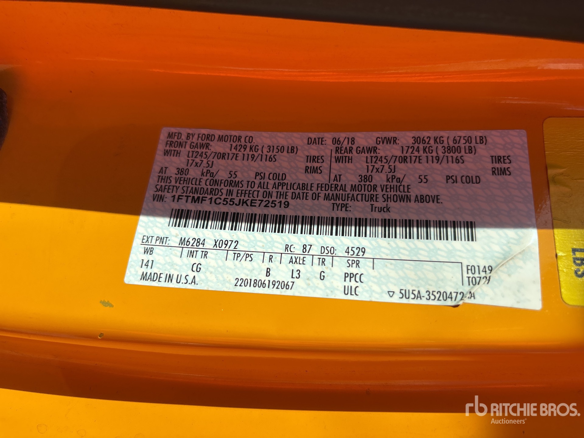 General Appearance with Serial Number / VIN