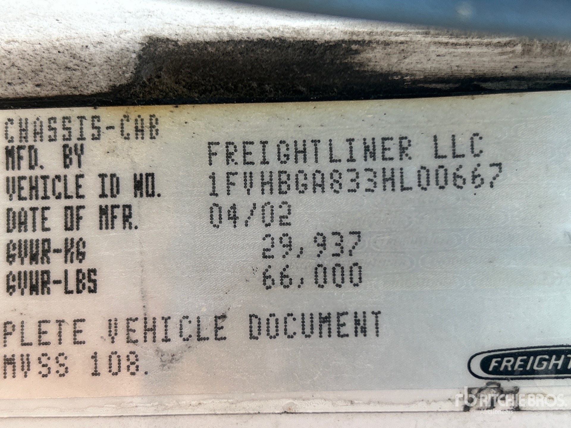 General Appearance with Serial Number / VIN