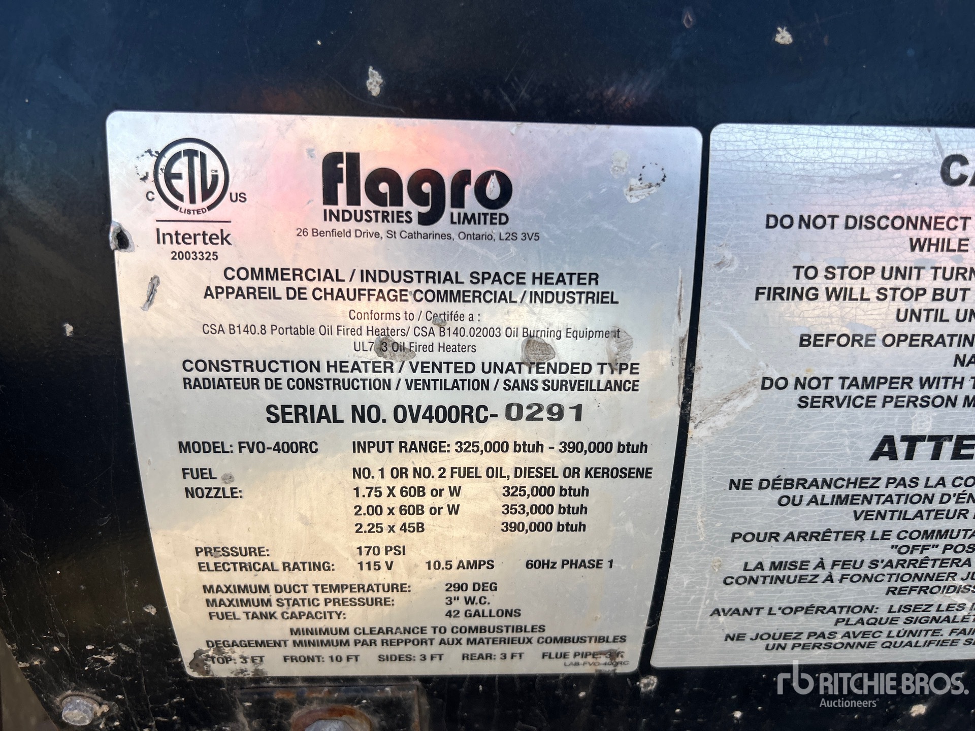 General Appearance with Serial Number / VIN