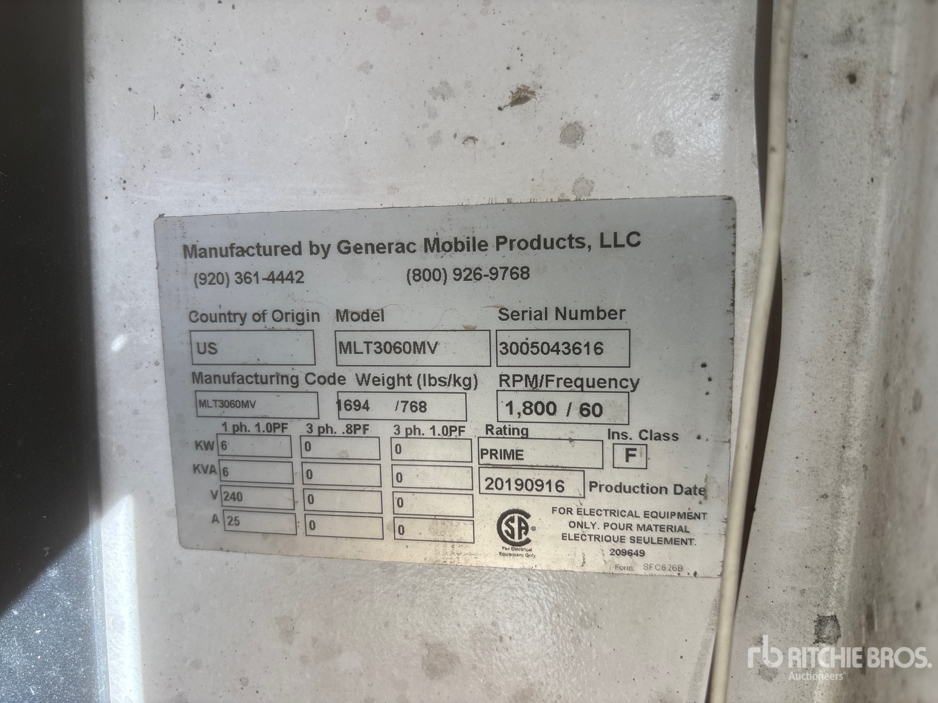 General Appearance with Serial Number / VIN