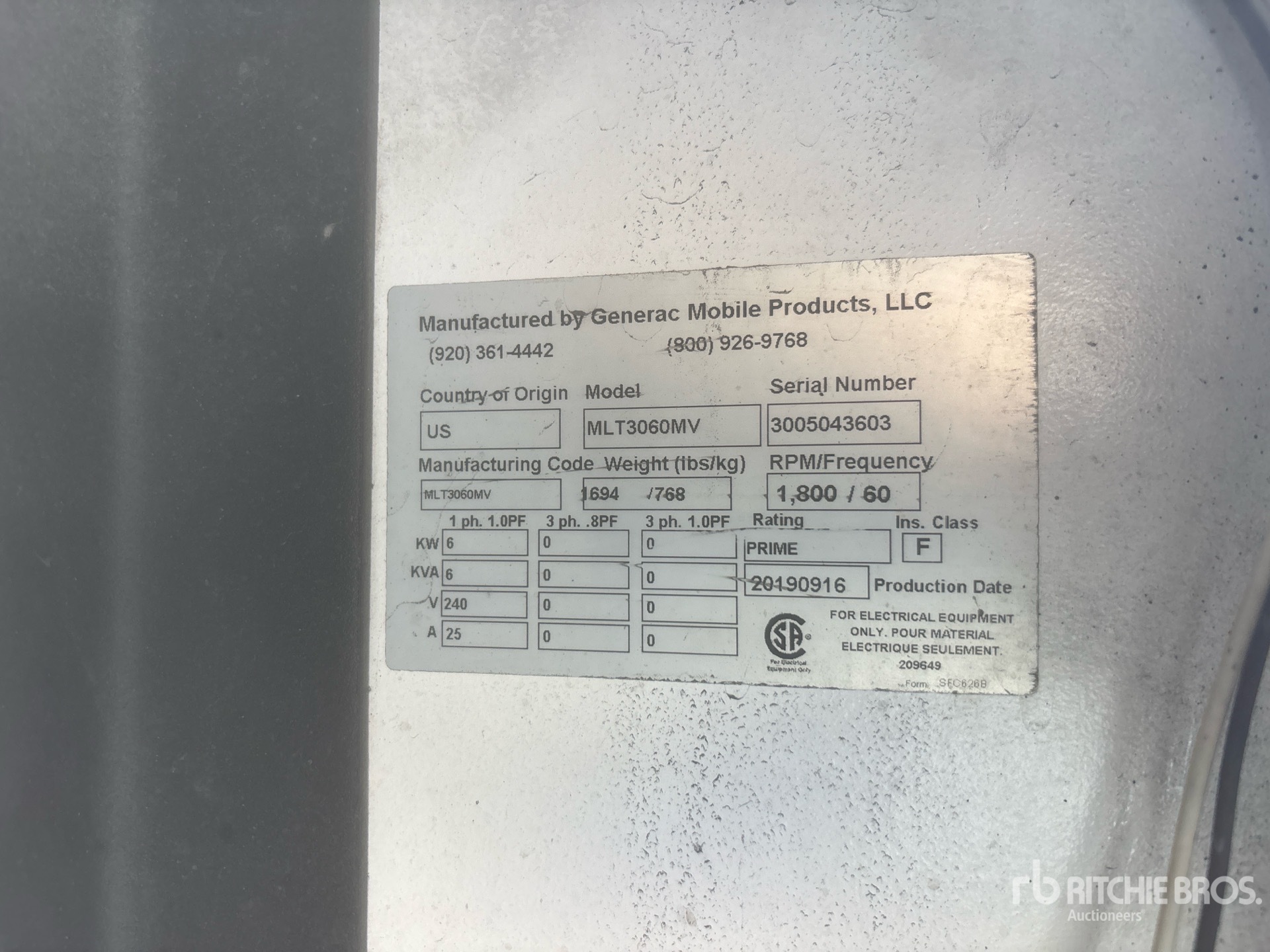 General Appearance with Serial Number / VIN