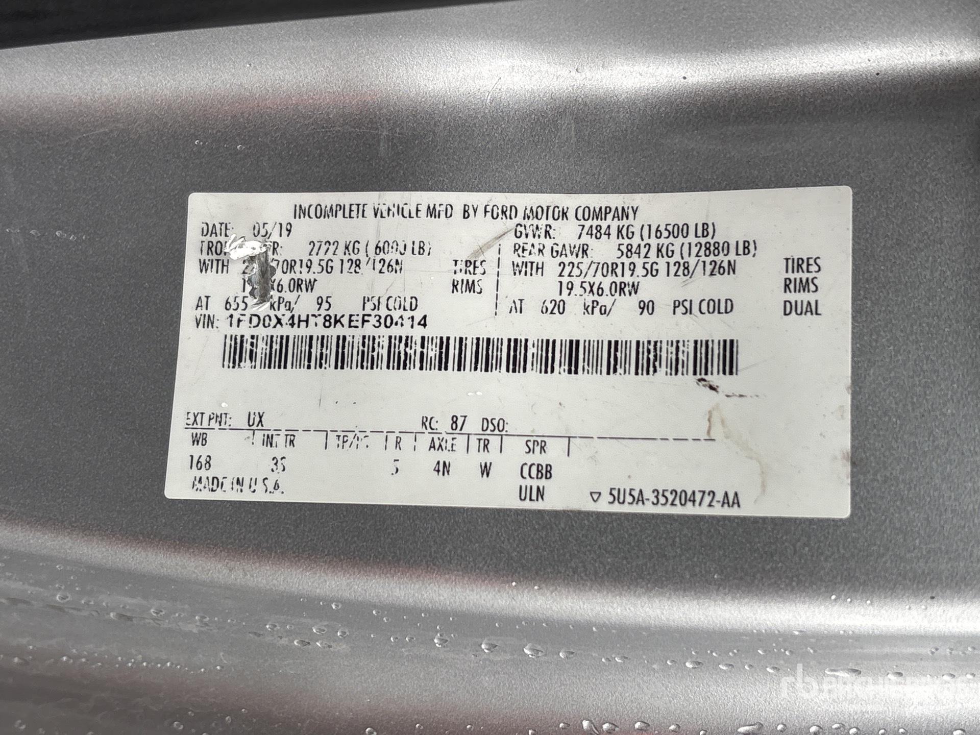 General Appearance with Serial Number / VIN