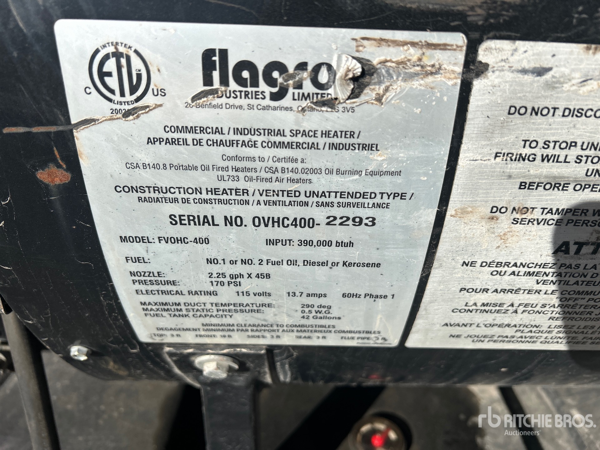 General Appearance with Serial Number / VIN