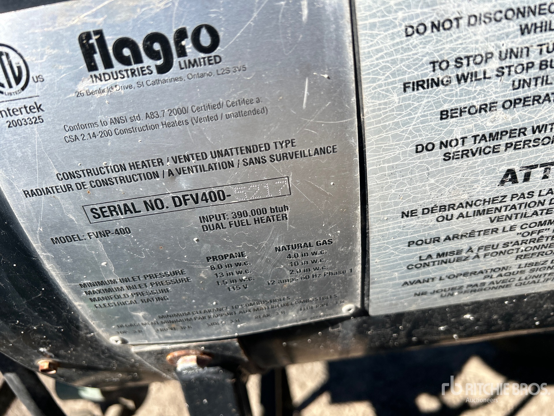 General Appearance with Serial Number / VIN