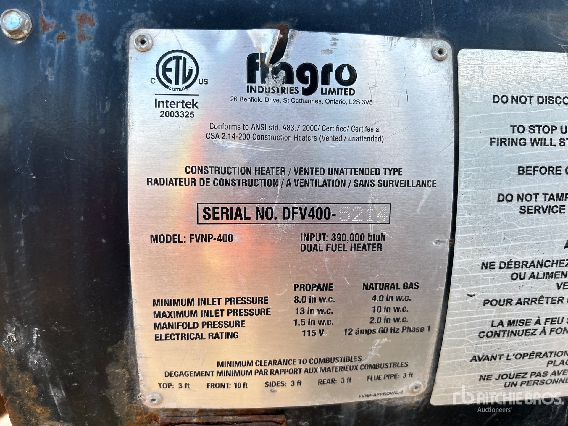 General Appearance with Serial Number / VIN