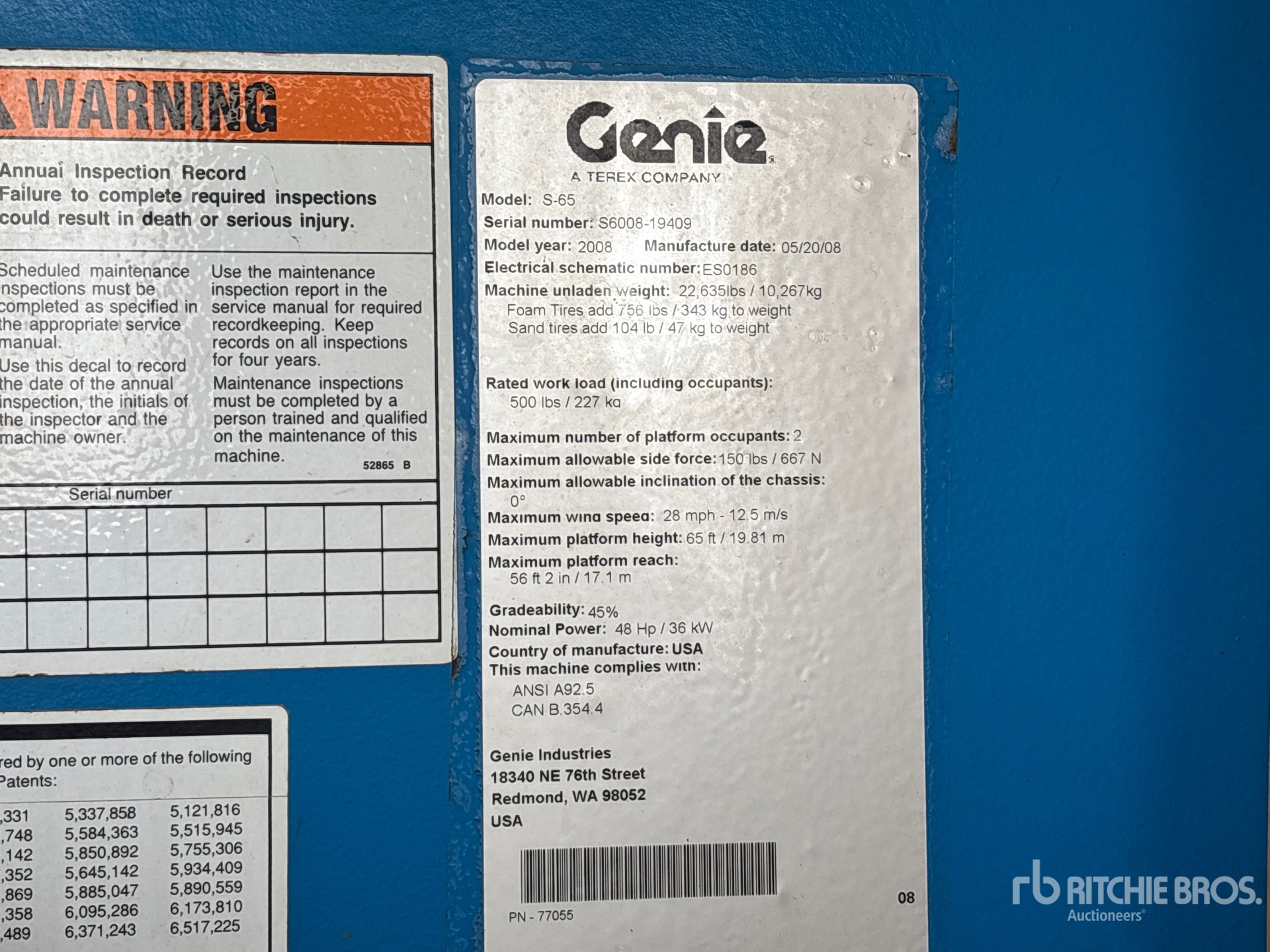 General Appearance with Serial Number / VIN