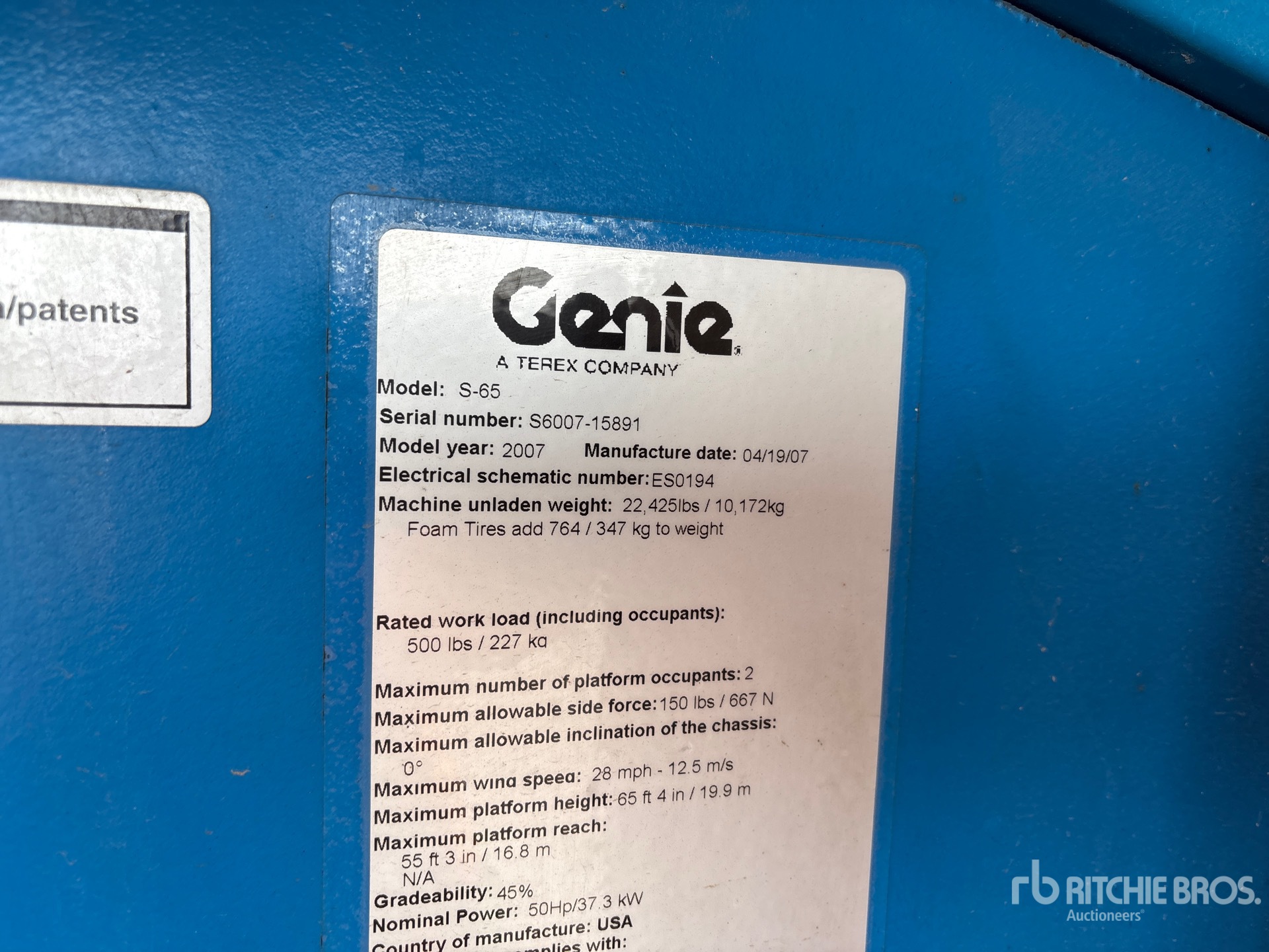 General Appearance with Serial Number / VIN
