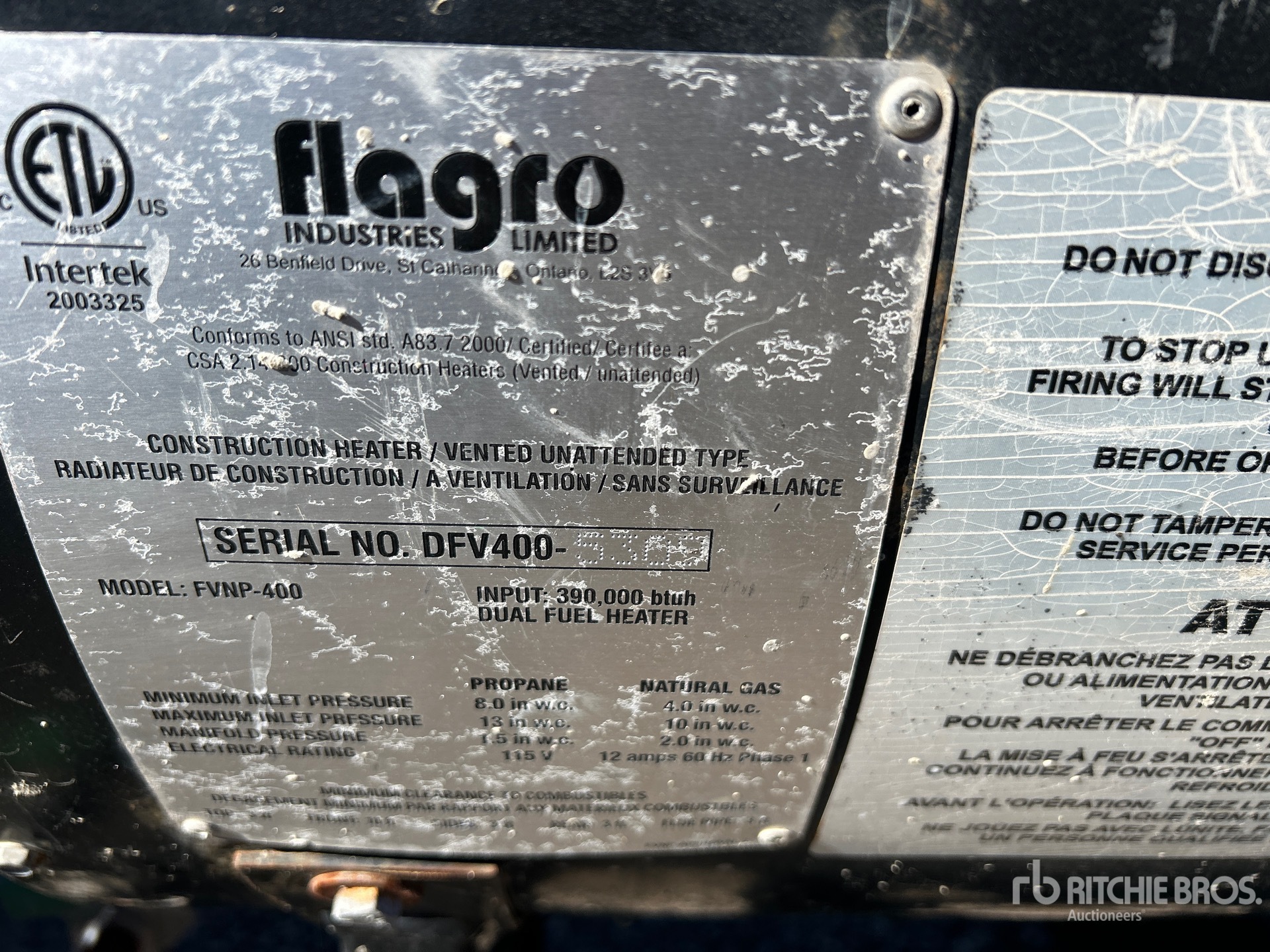 General Appearance with Serial Number / VIN