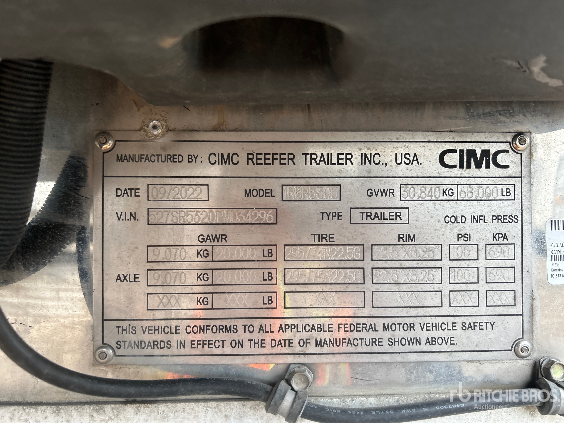 General Appearance with Serial Number / VIN