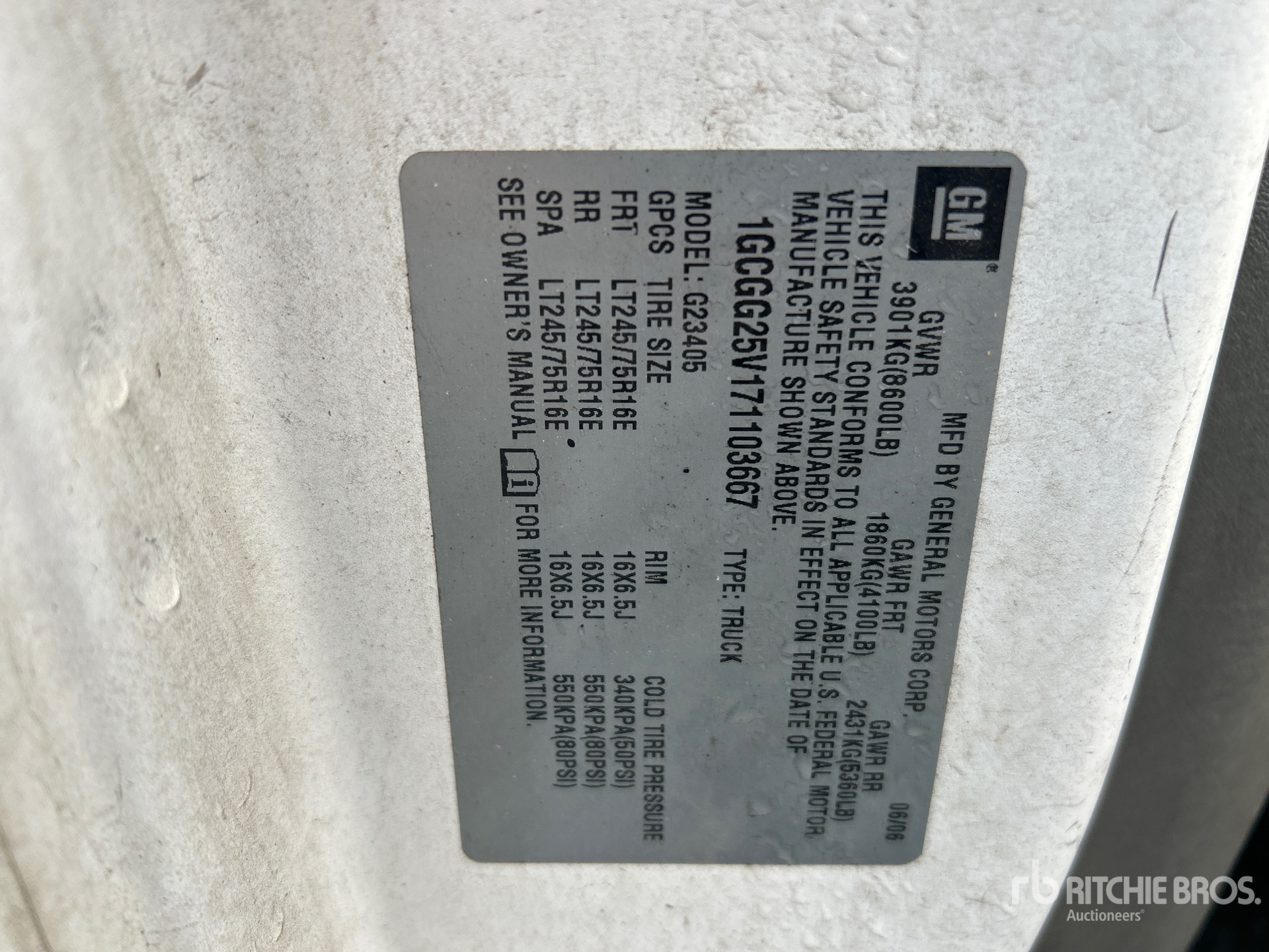 General Appearance with Serial Number / VIN