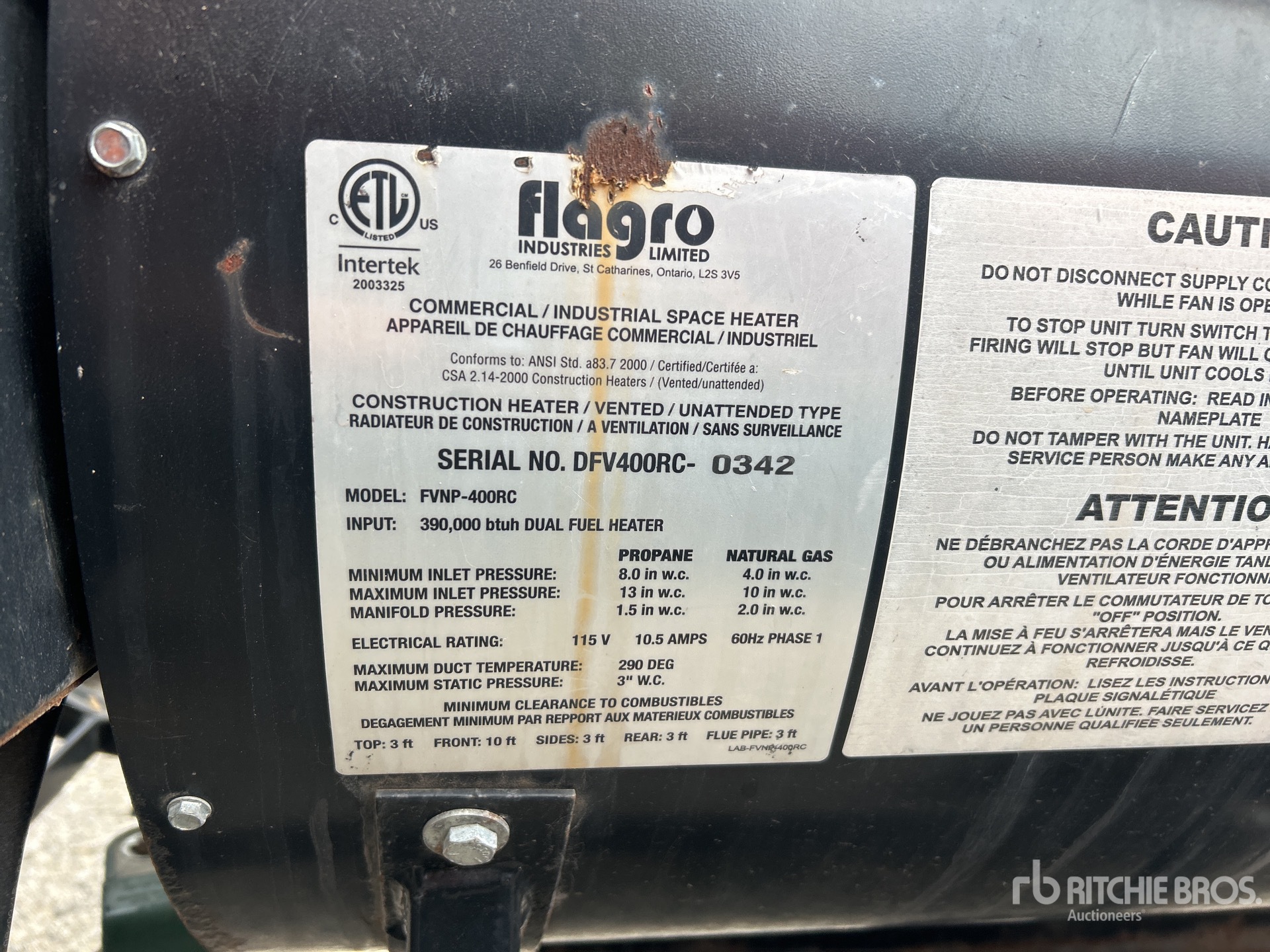 General Appearance with Serial Number / VIN