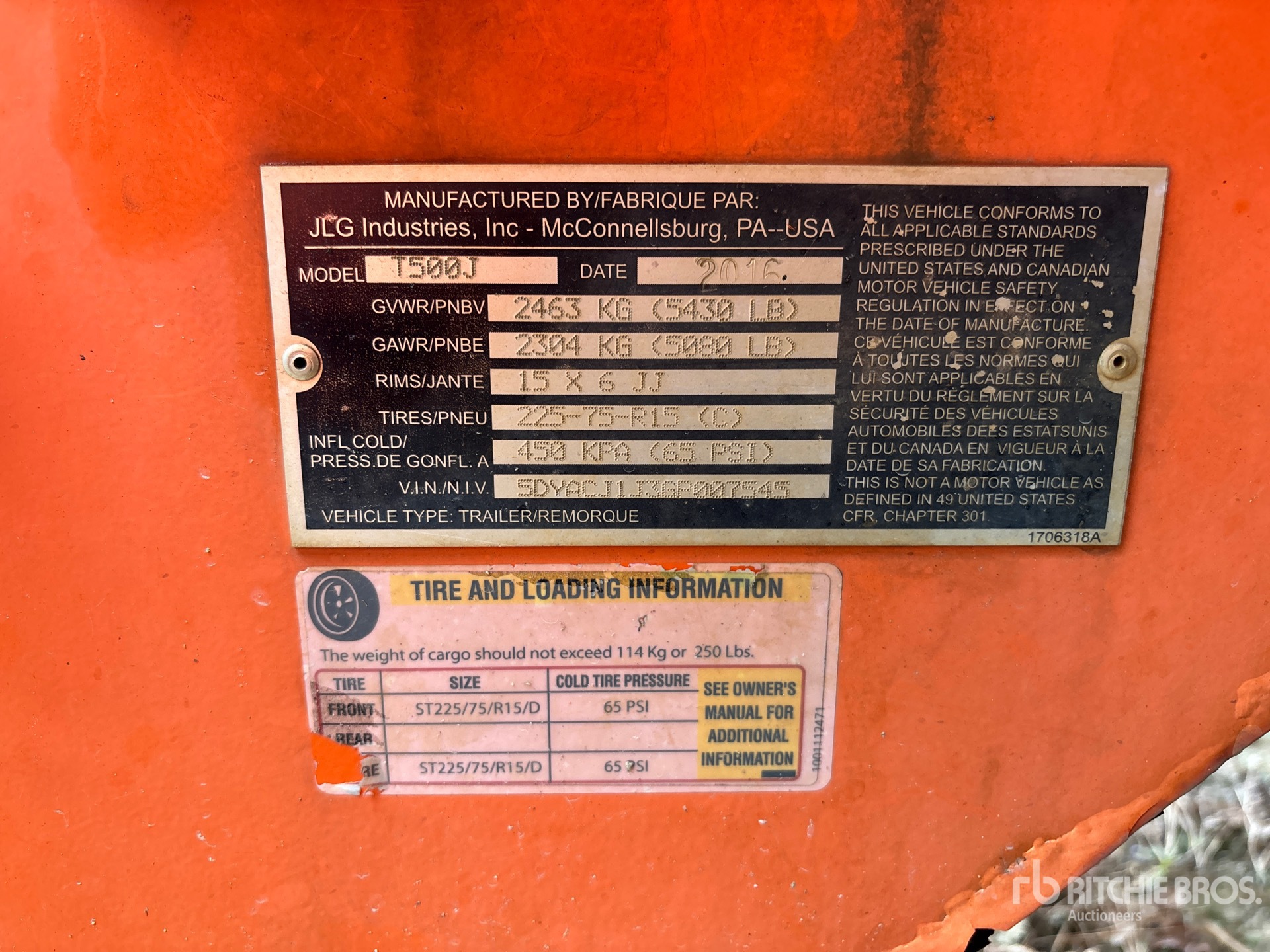 General Appearance with Serial Number / VIN