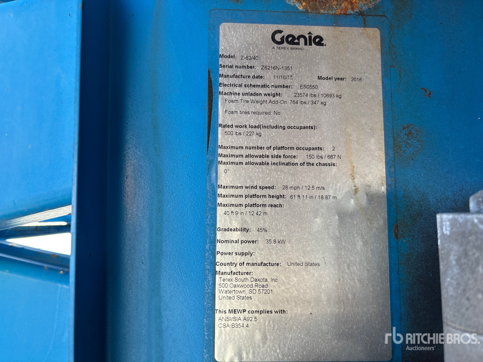 General Appearance with N.º de serie/VIN